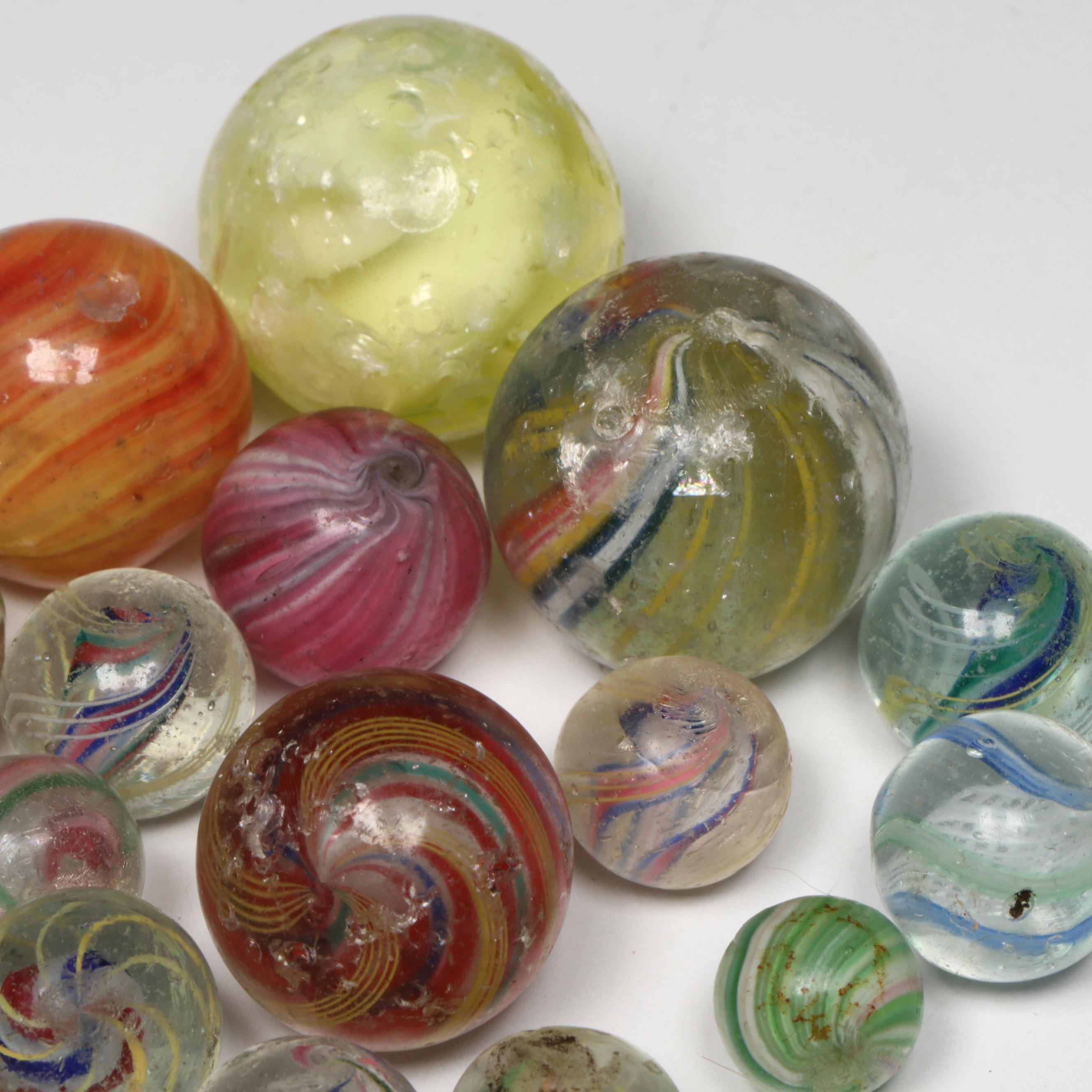 Onionskin, Latticino Core, Ribbon Core and More Handmade German Glass Marbles