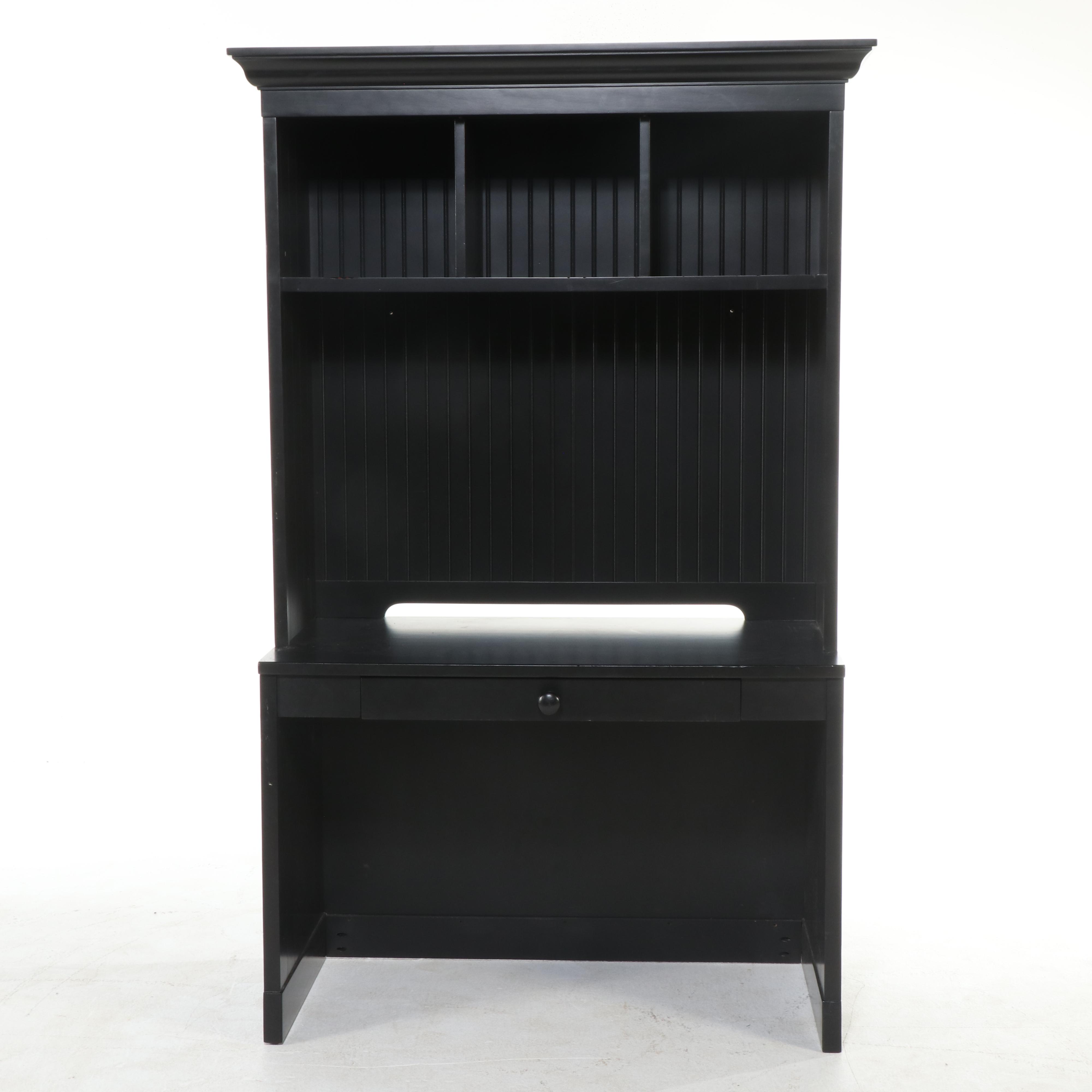 Pottery Barn Kids Contemporary Black Painted Wood Desk with Hutch and Chair