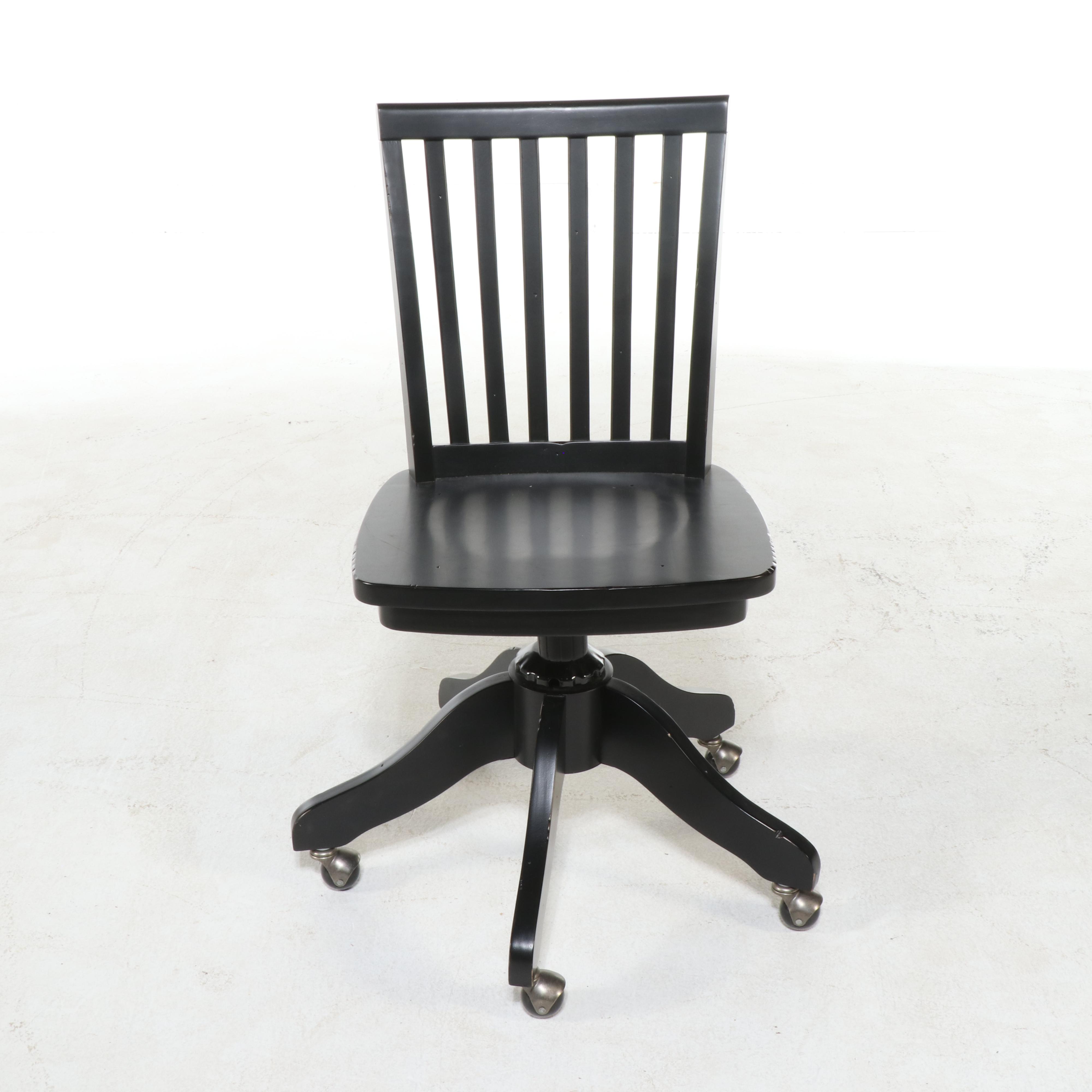 Pottery Barn Kids Contemporary Black Painted Wood Desk with Hutch and Chair