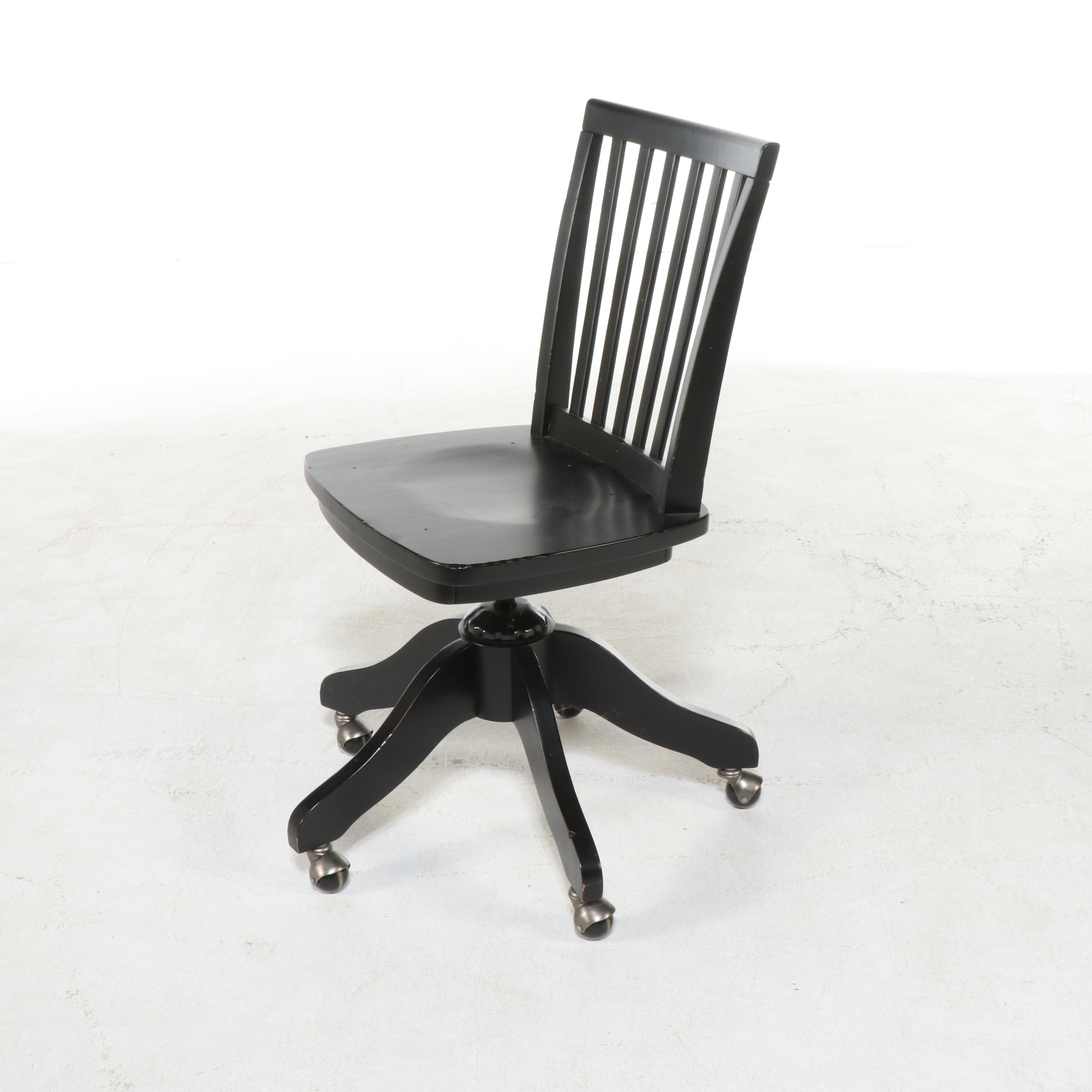 Pottery Barn Kids Contemporary Black Painted Wood Desk with Hutch and Chair