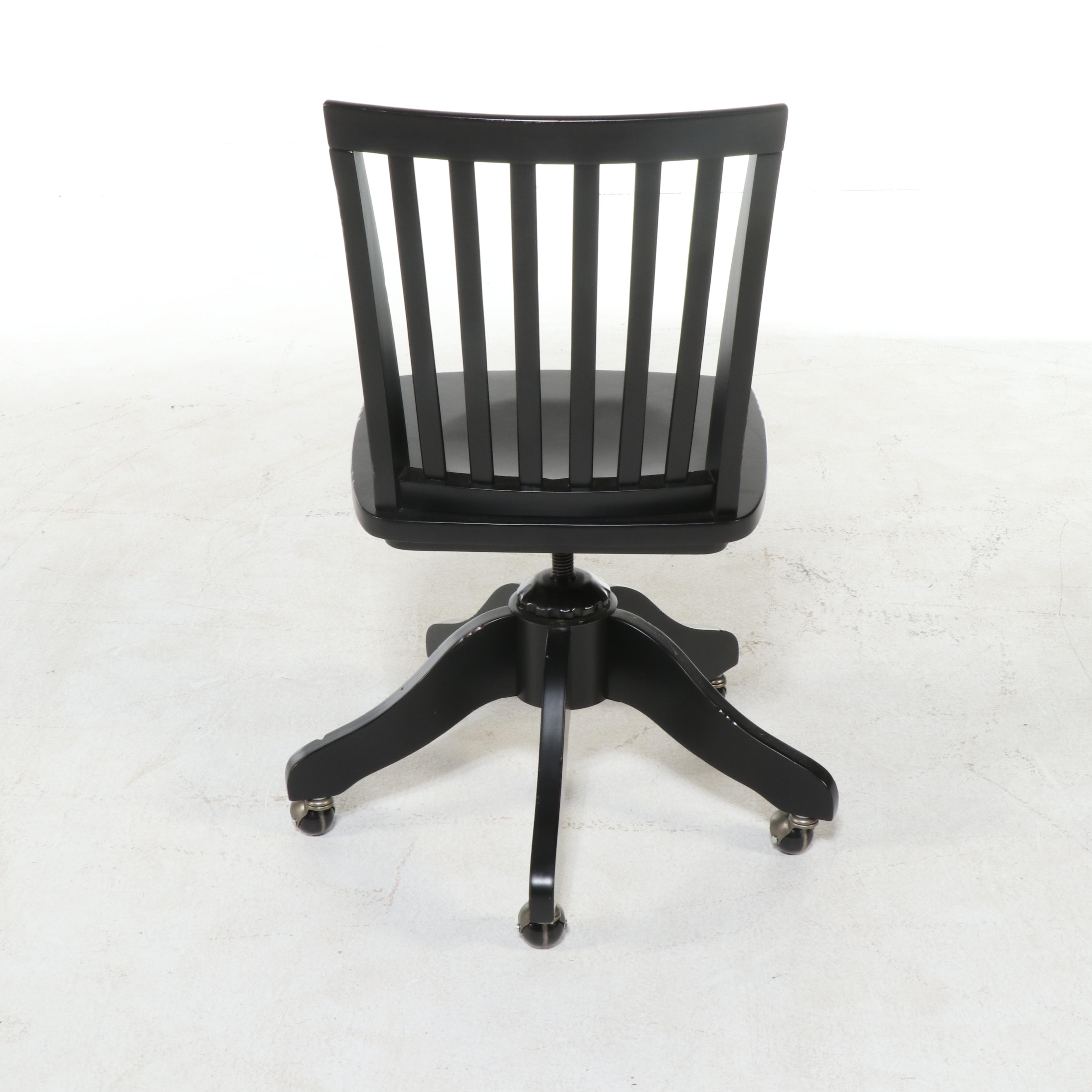 Pottery Barn Kids Contemporary Black Painted Wood Desk with Hutch and Chair