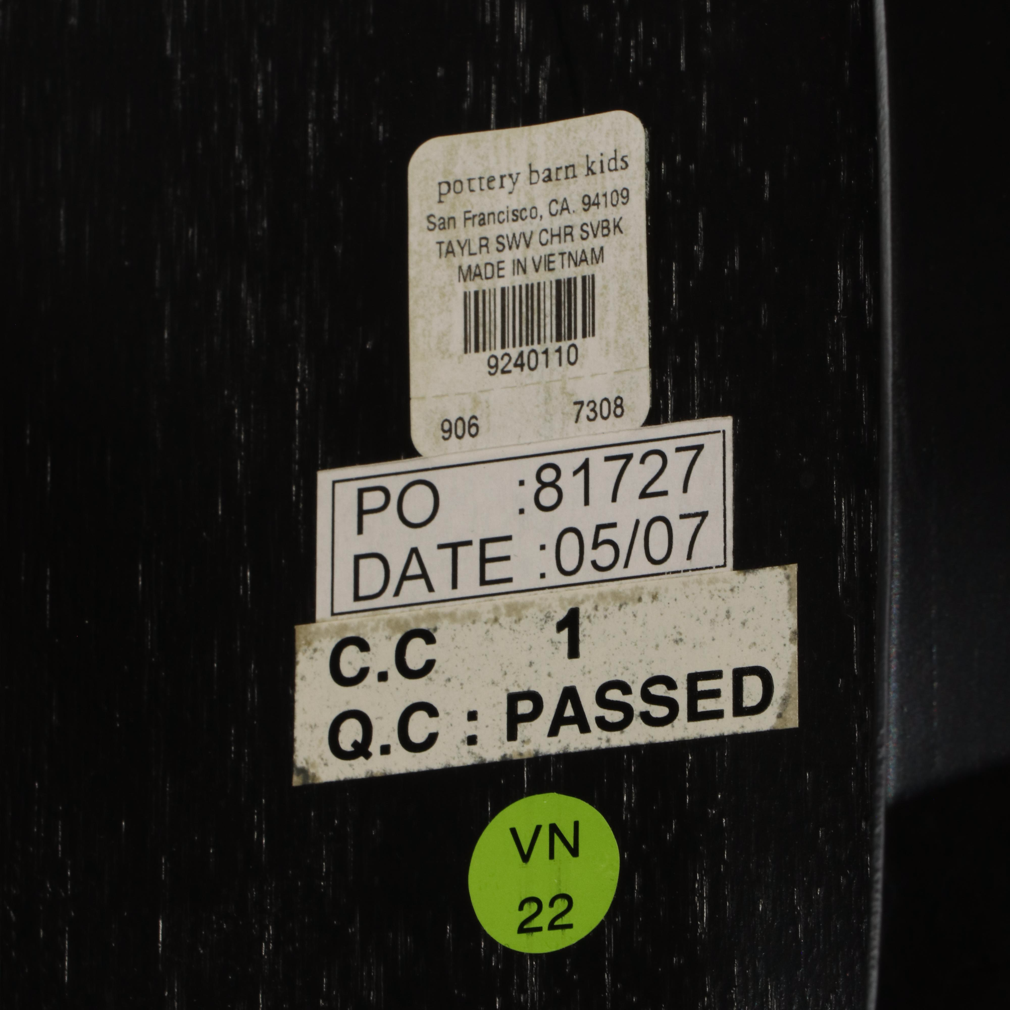 Pottery Barn Kids Contemporary Black Painted Wood Desk with Hutch and Chair