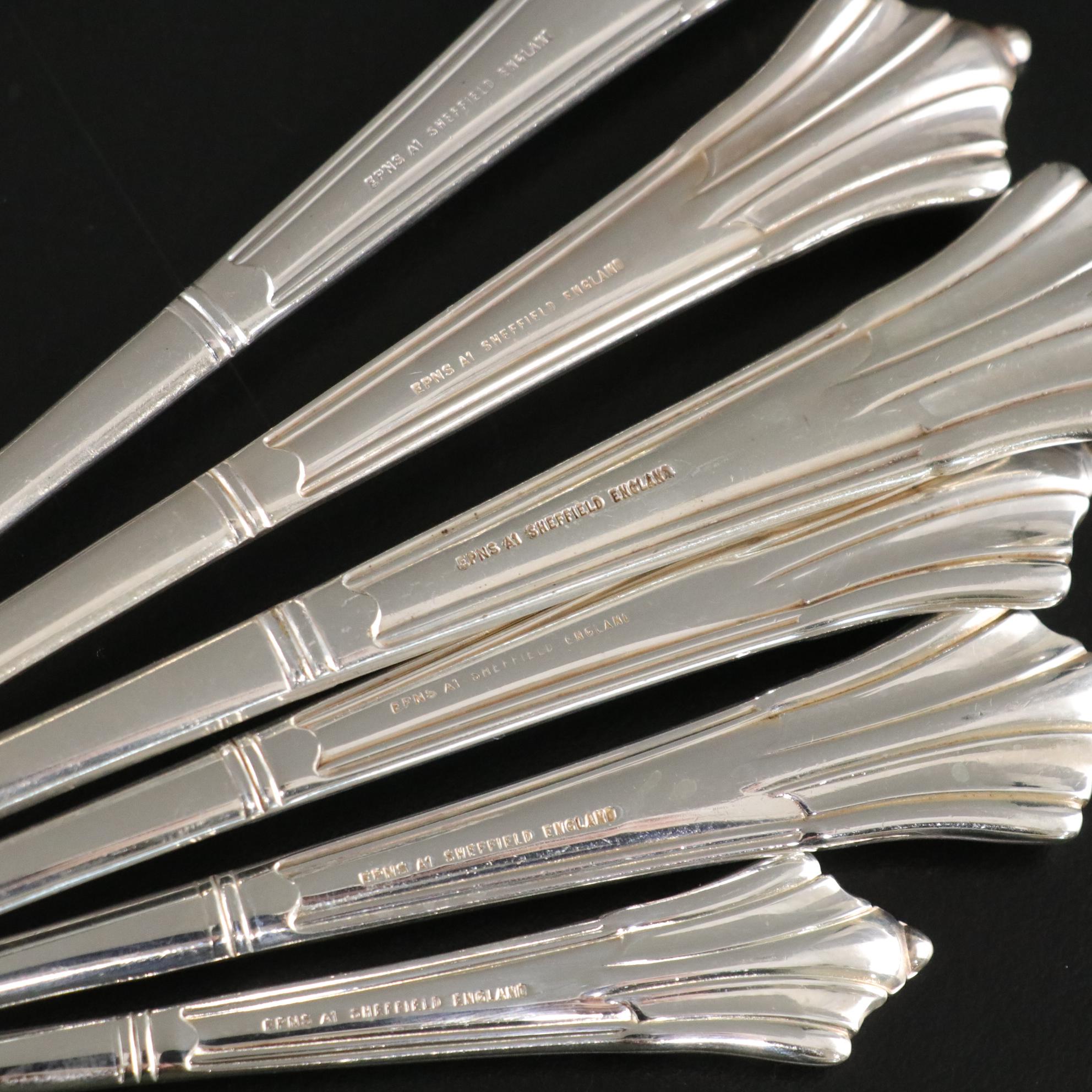 Sheffield "Albany" Silver Plate Flatware with Chinacraft Dinner Knives