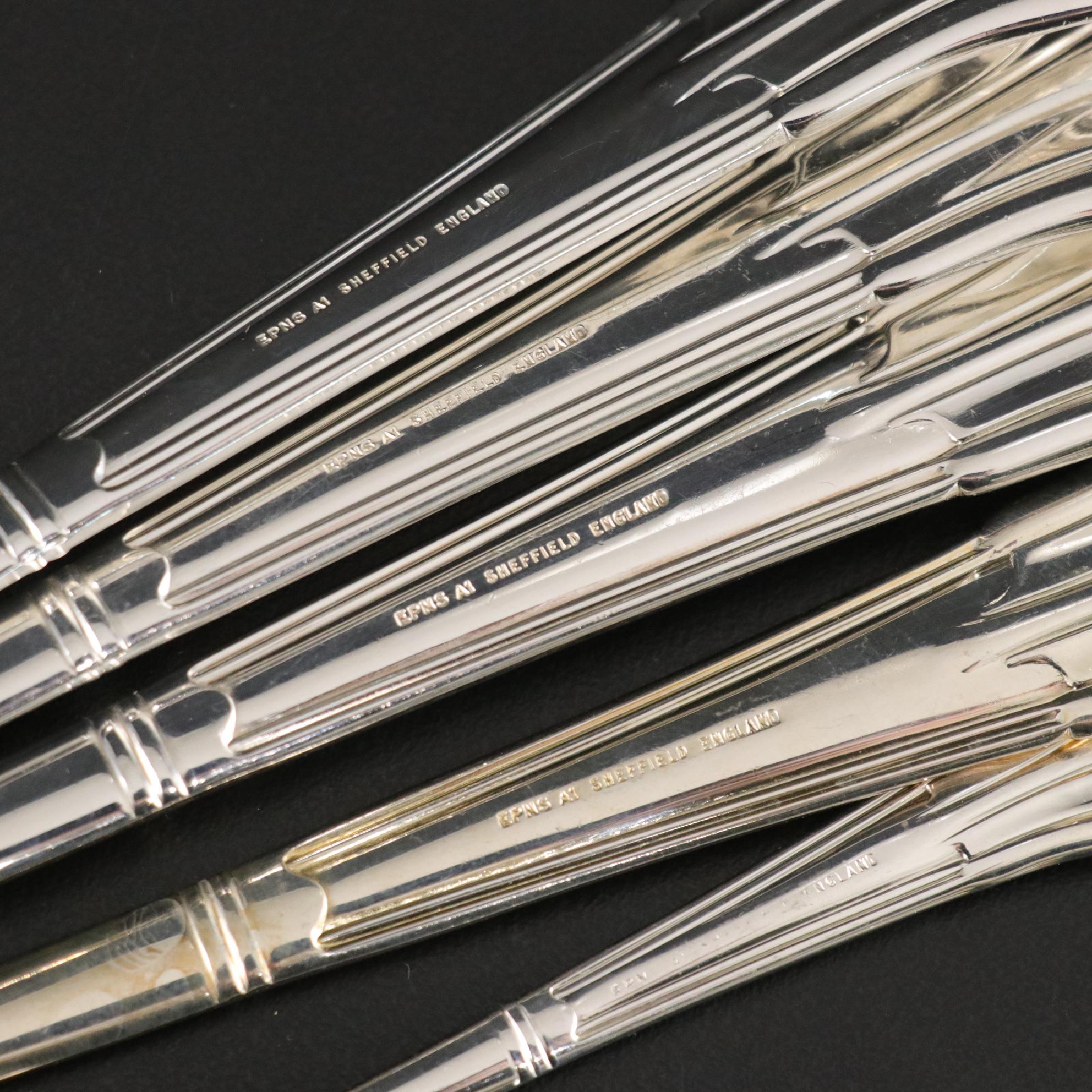 Sheffield "Albany" Silver Plate Flatware with Chinacraft Dinner Knives