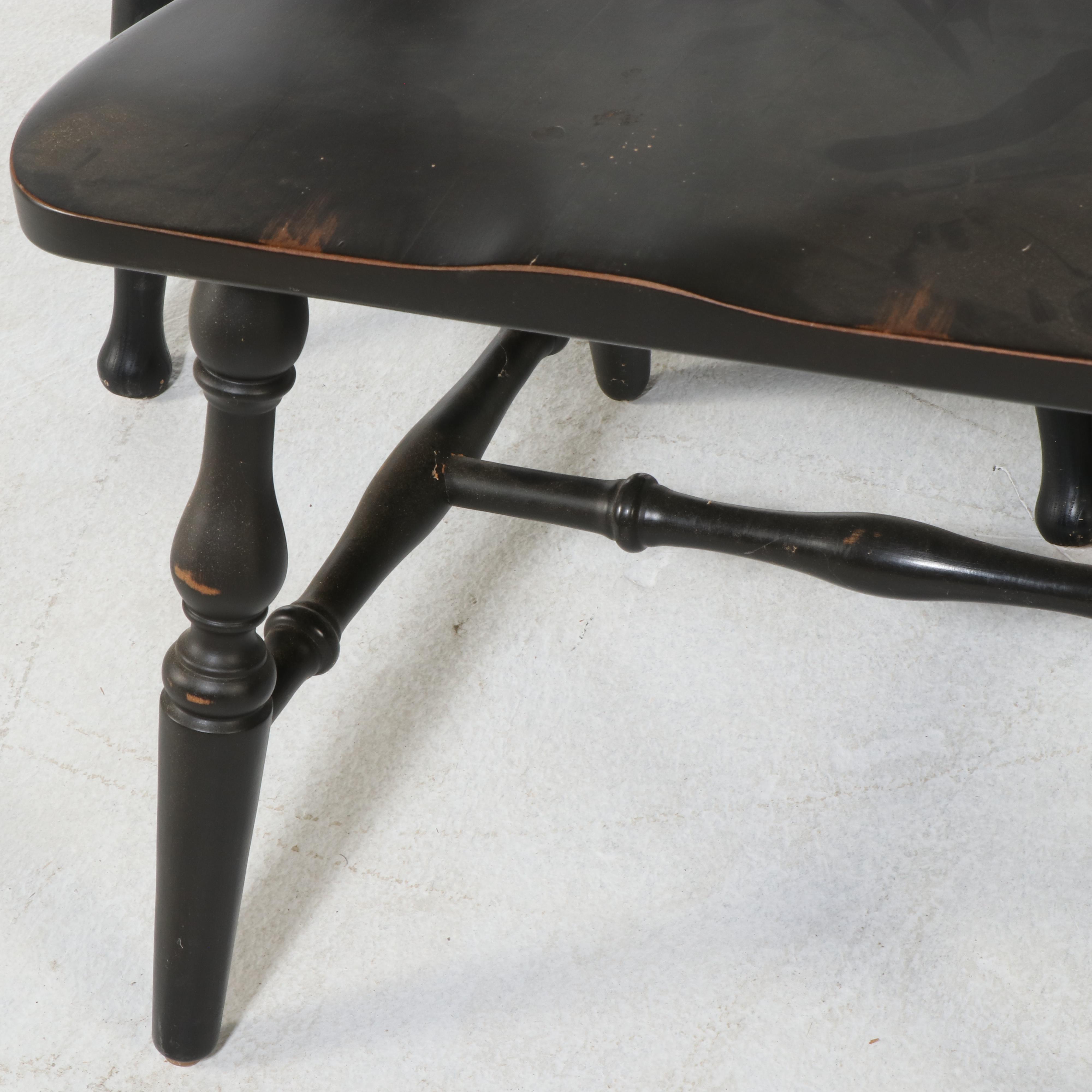 Pottery Barn Colonial Style Ebonized Beech Windsor Dining Chairs