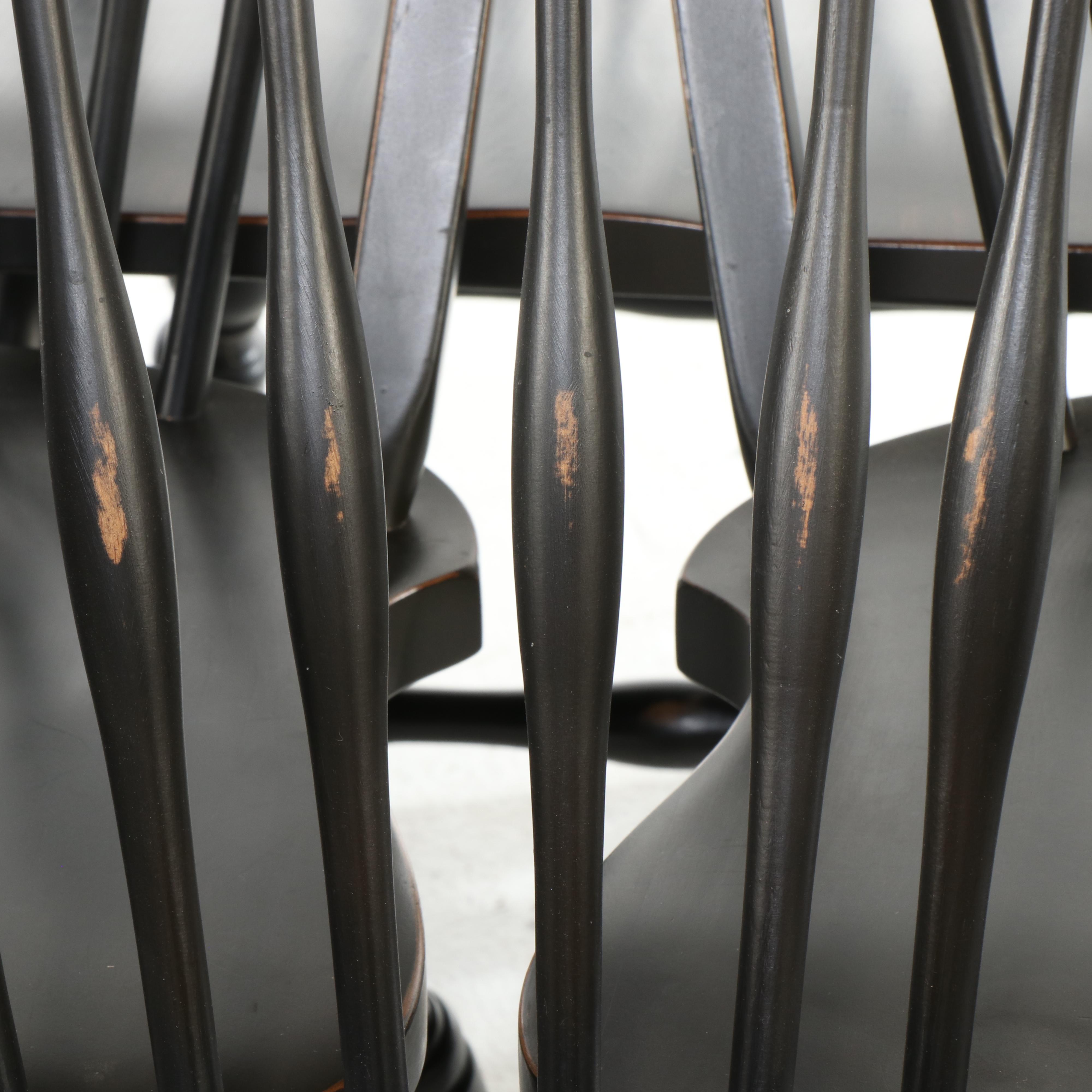 Pottery Barn Colonial Style Ebonized Beech Windsor Dining Chairs