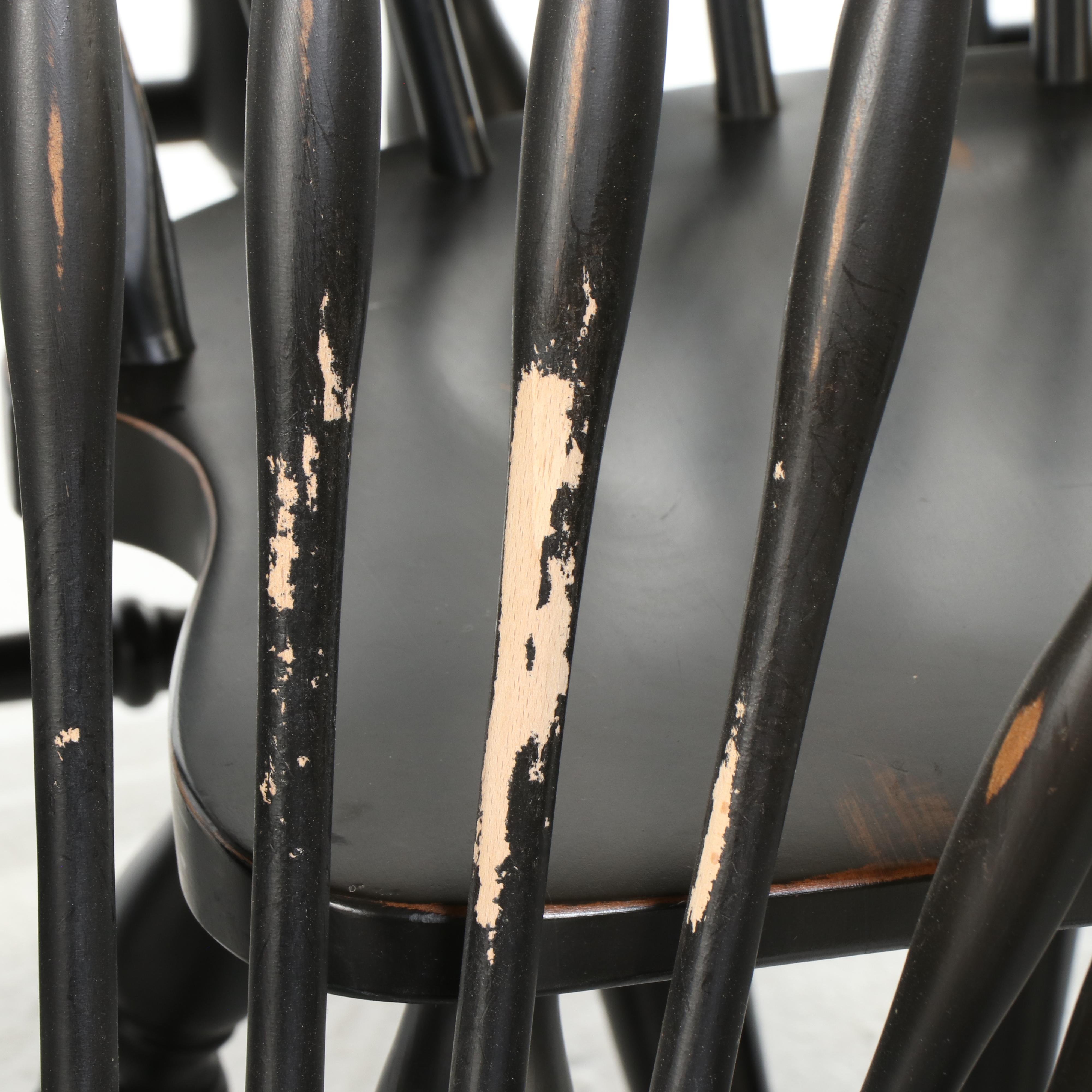 Pottery Barn Colonial Style Ebonized Beech Windsor Dining Chairs