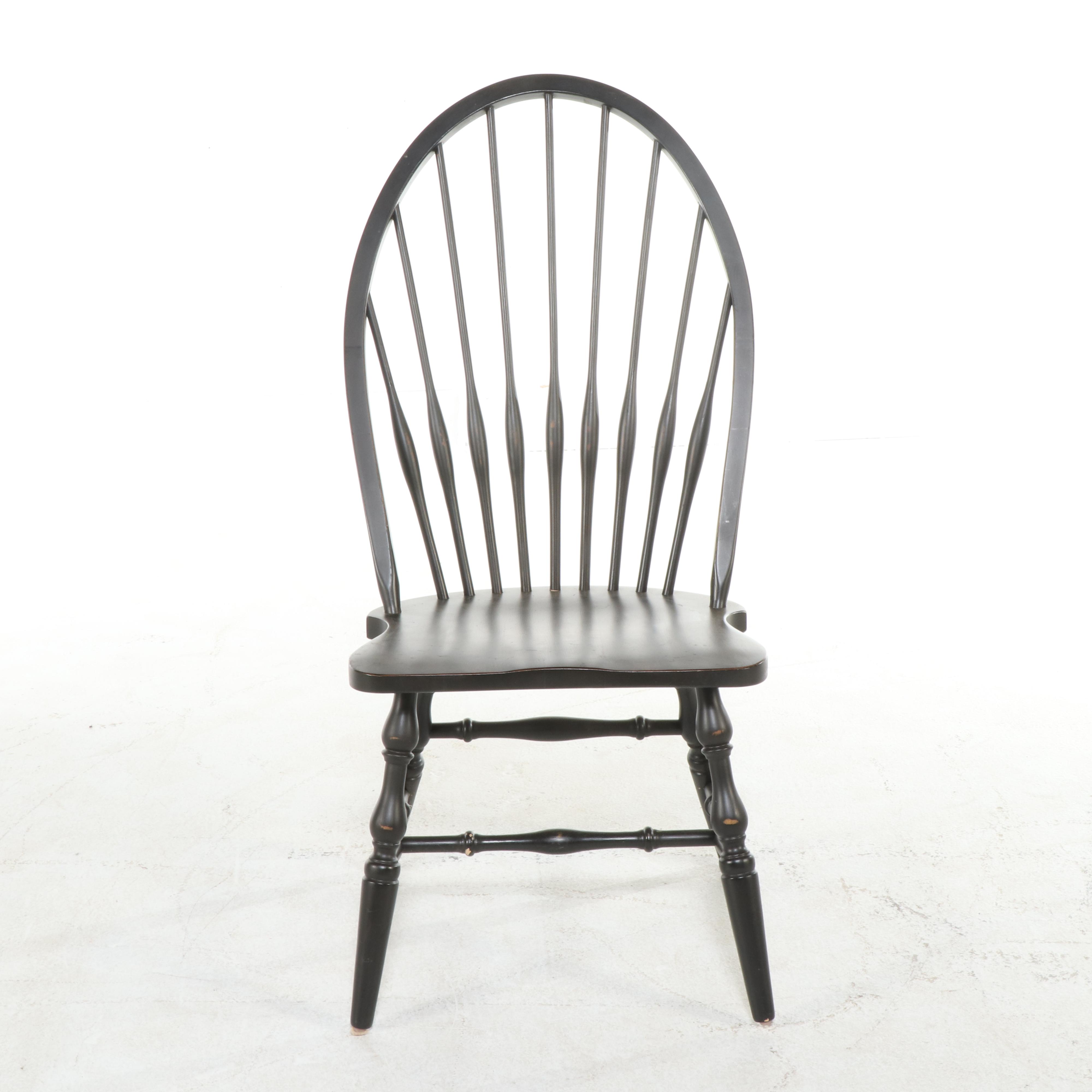 Pottery Barn Colonial Style Ebonized Beech Windsor Dining Chairs