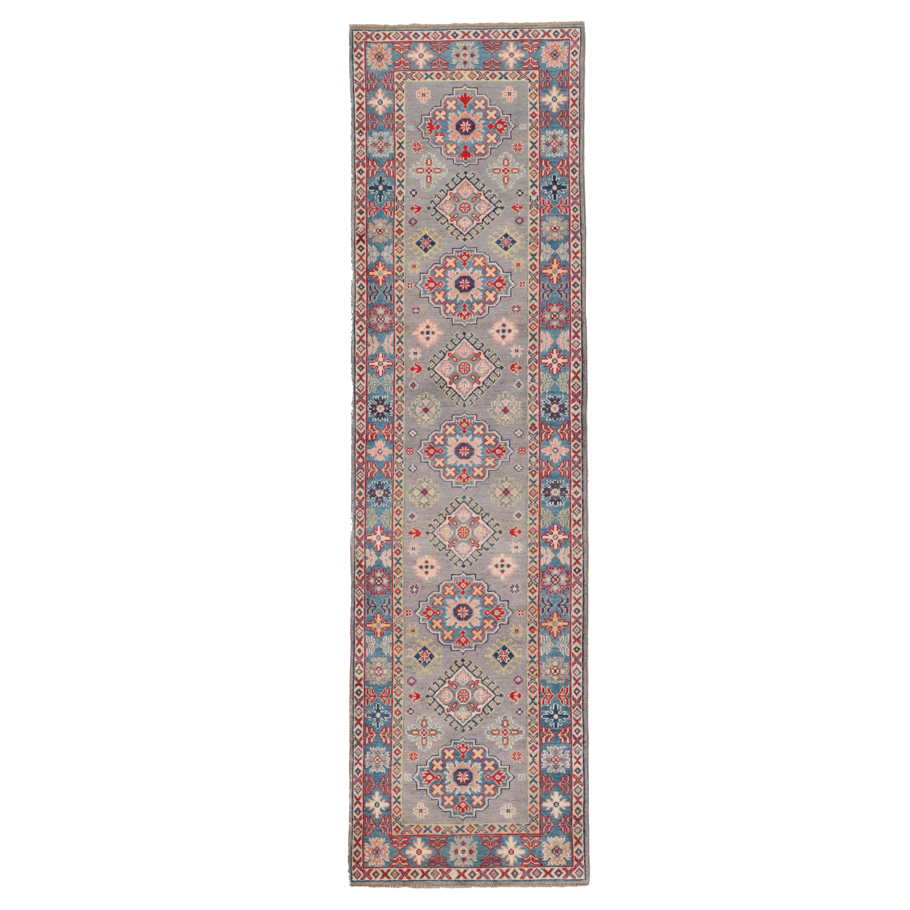 2'9 x 9'9 Hand-Knotted Afghan Kazak Carpet Runner
