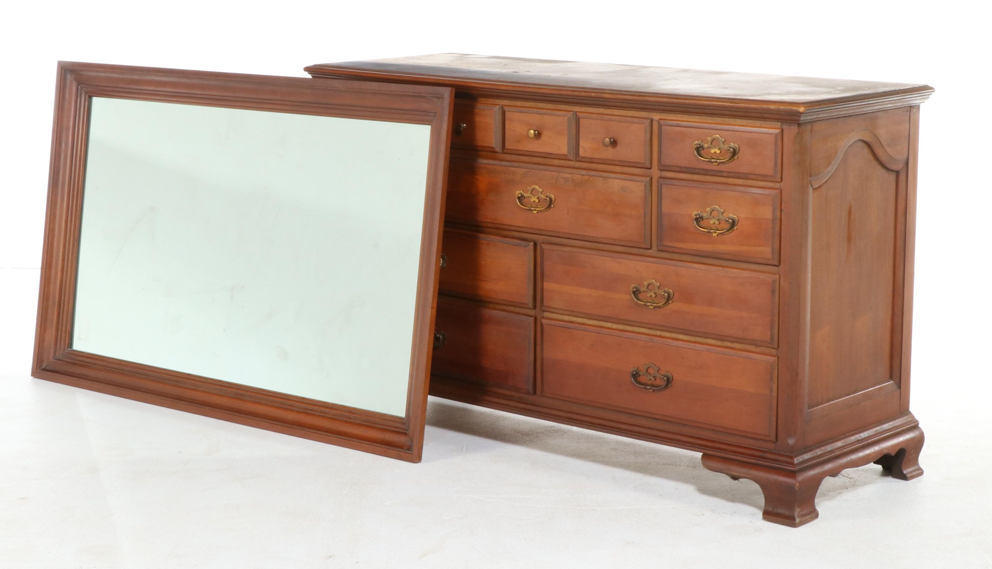 Chippendale Style Cherrywood Ten-Drawer Dresser, Mid-20th Century