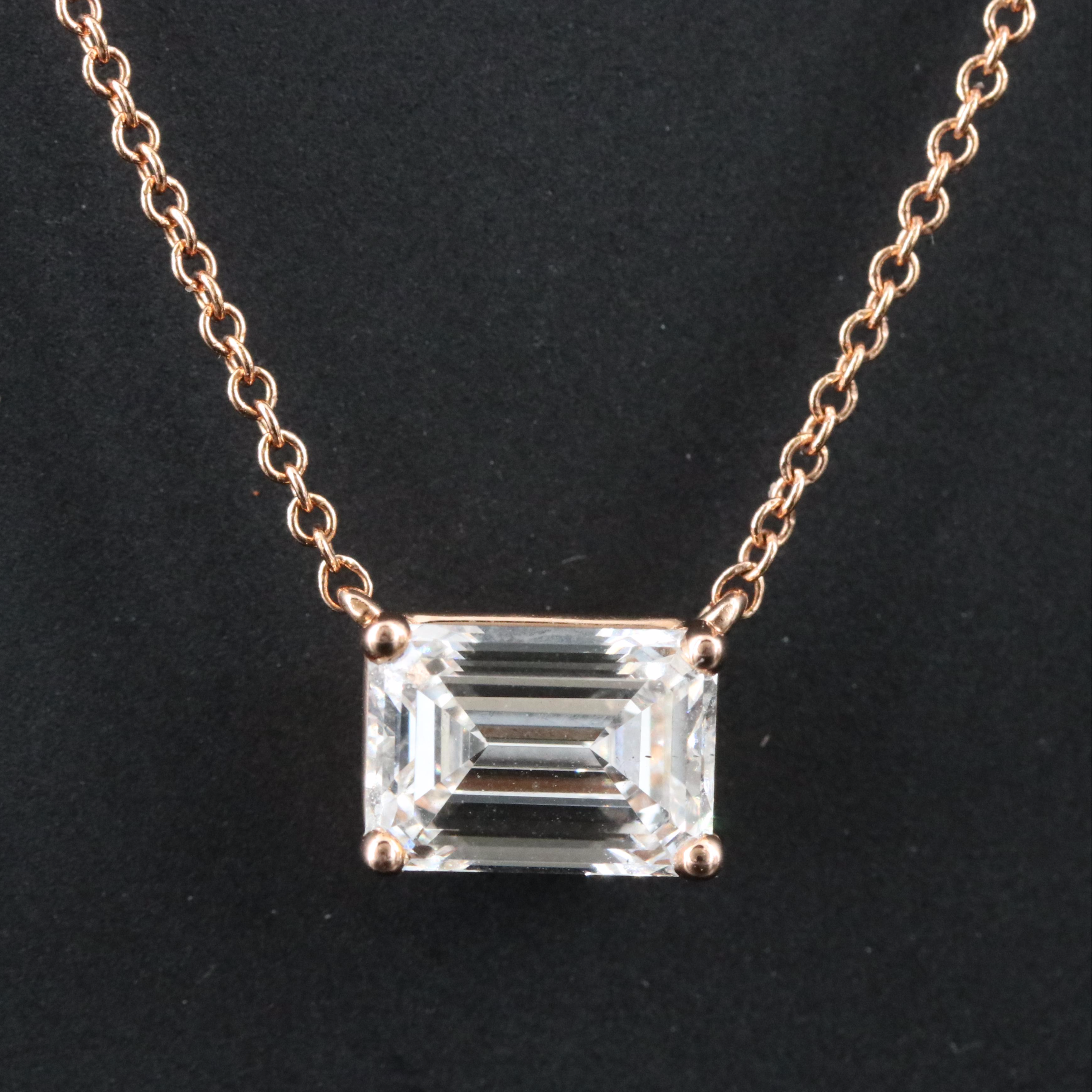 14K Rose Gold 1.24 CT Lab Grown Diamond Solitaire Pendant