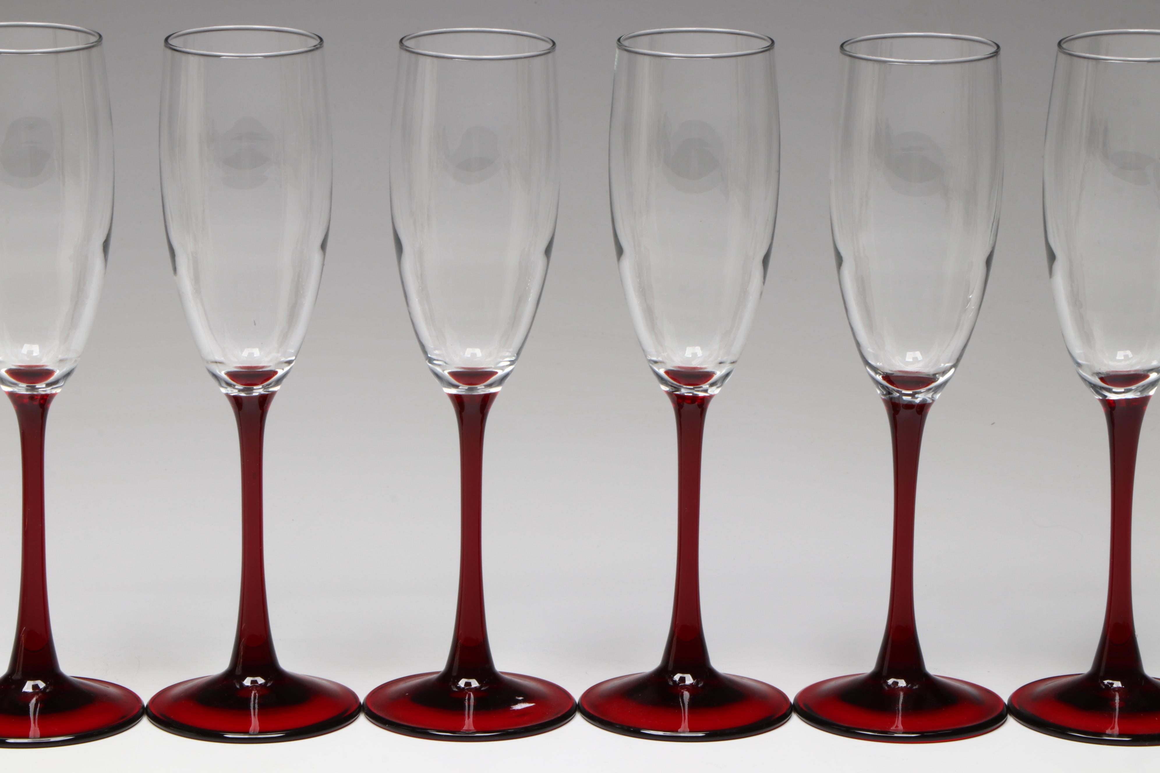 Royal Albert "Old Country Roses" Bone China Plates with Champagne Flutes