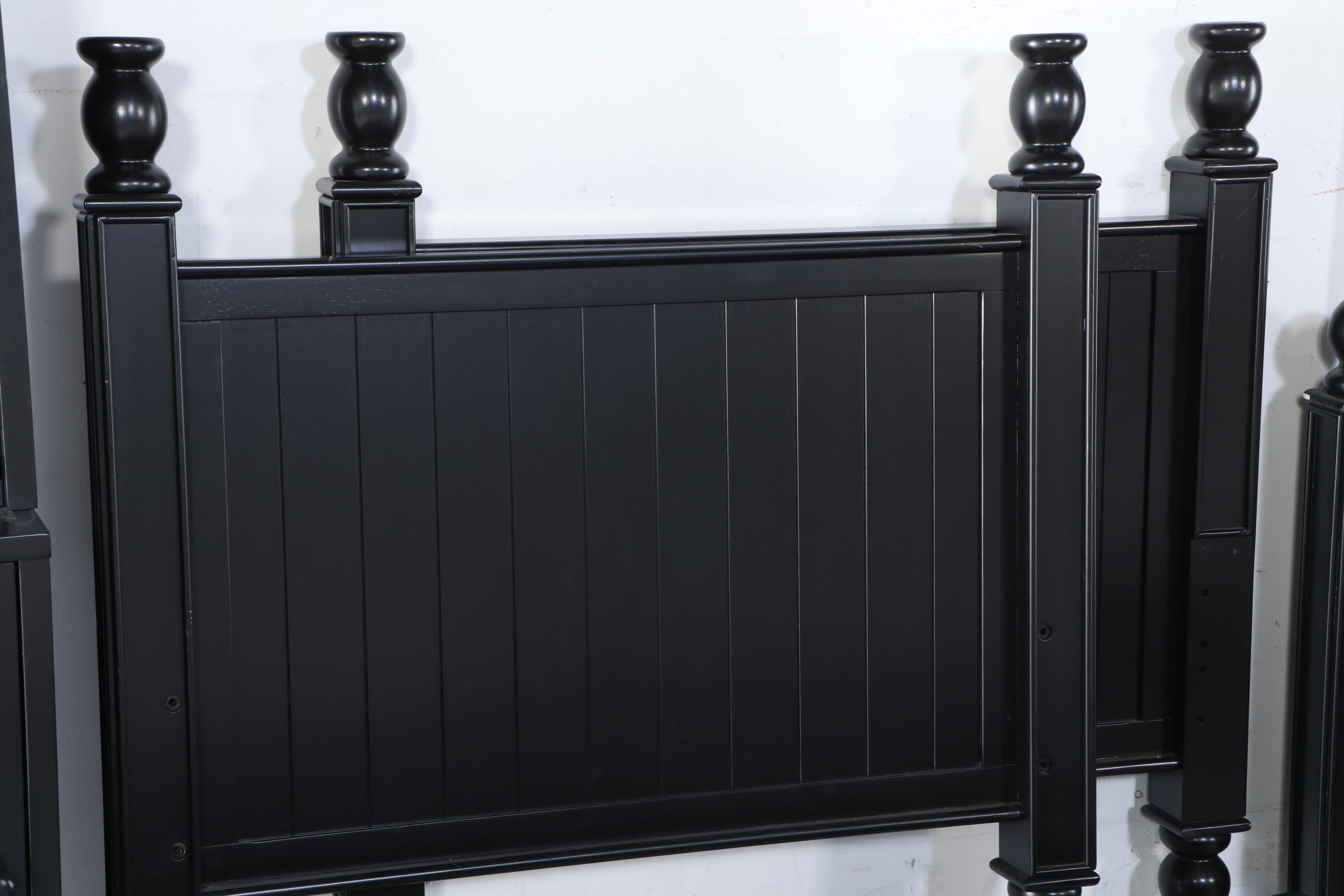 Pottery Barn Kids Contemporary Black Painted Wood Bunk Bed Set