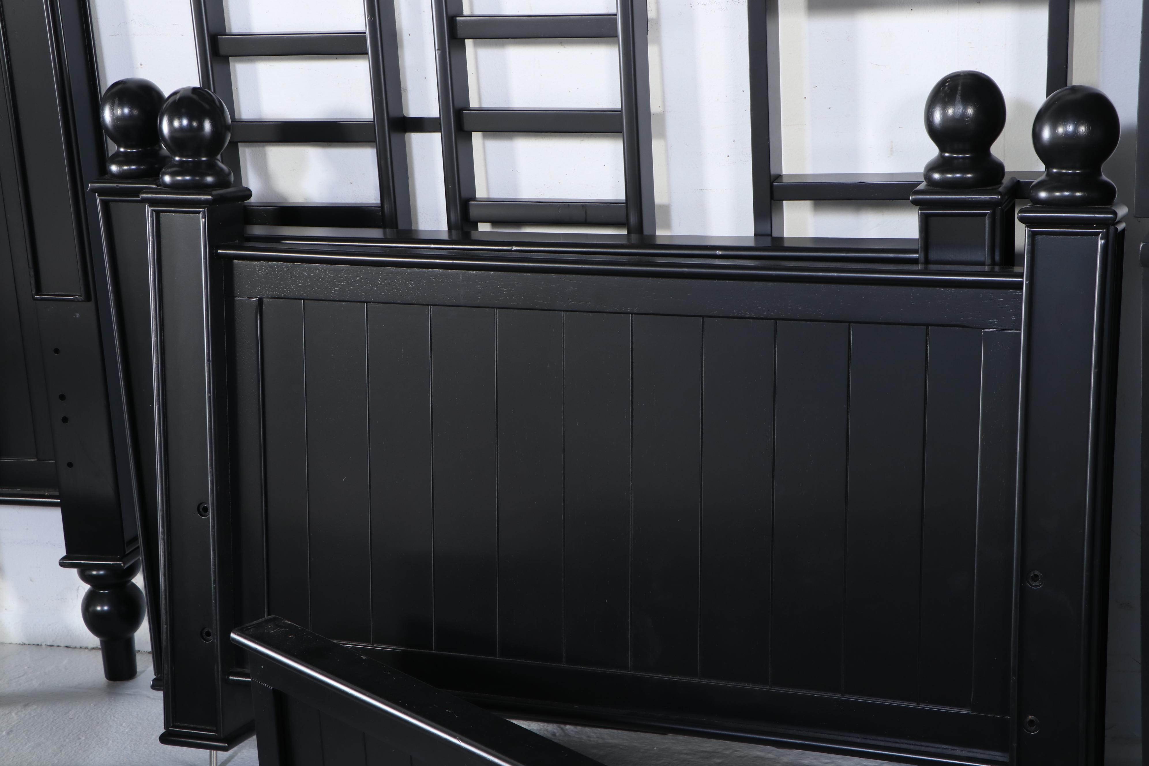 Pottery Barn Kids Contemporary Black Painted Wood Bunk Bed Set