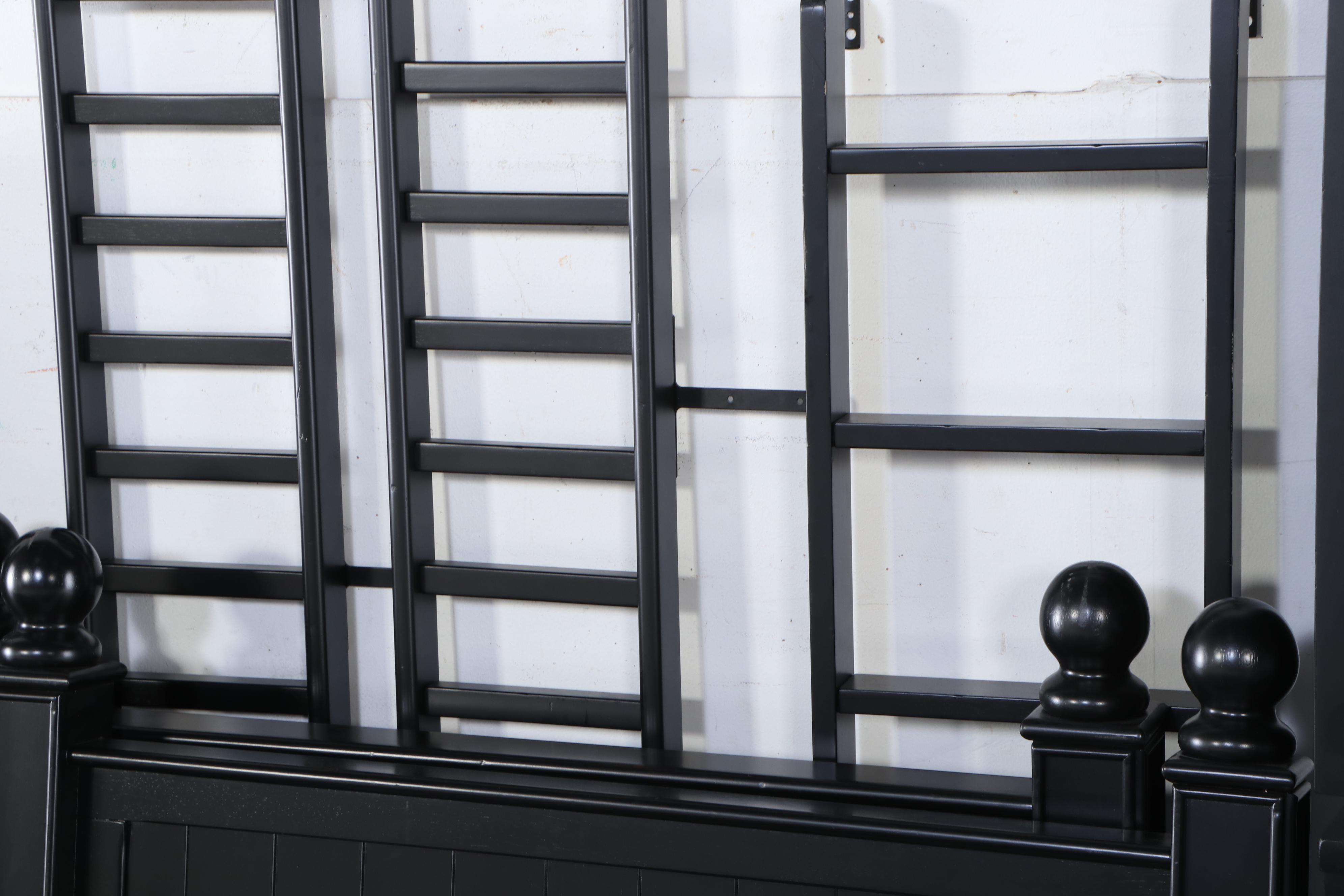 Pottery Barn Kids Contemporary Black Painted Wood Bunk Bed Set