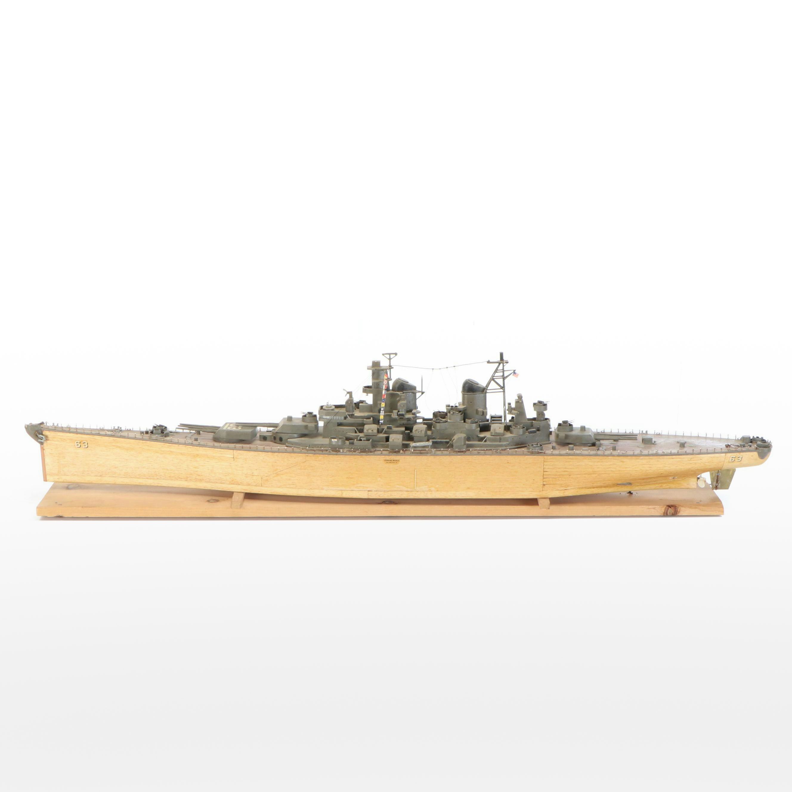 Sterling Handcrafted USS Missouri Wooden Model Battleship
