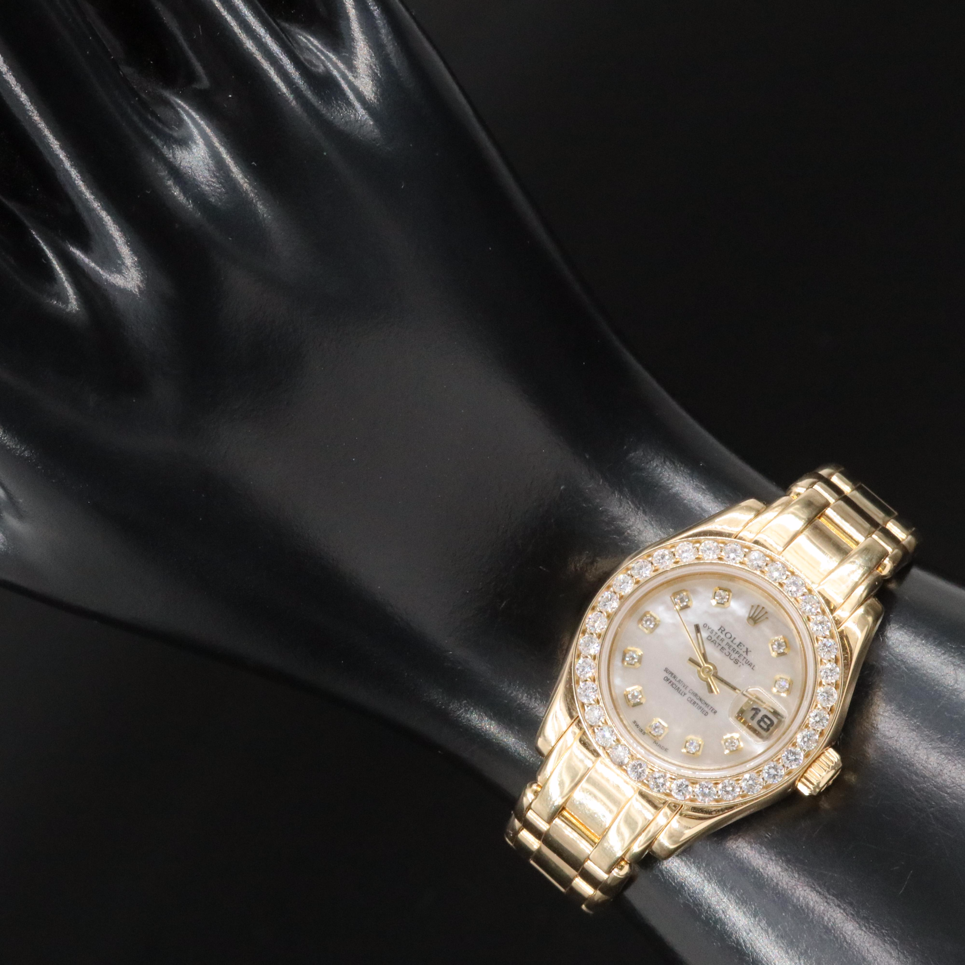 1991 Rolex Custom Diamond Bezel and Dial Pearlmaster Watch