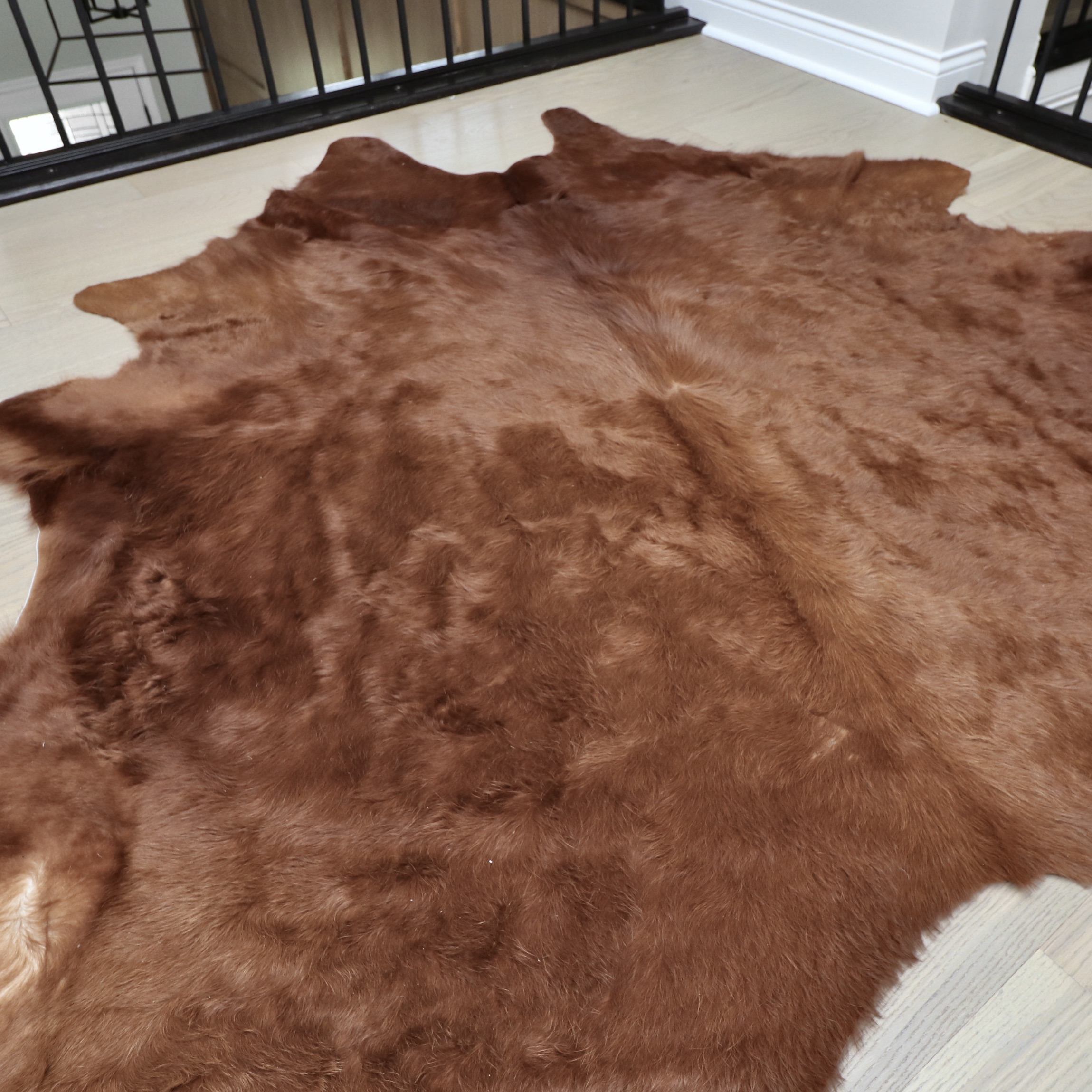 6'9 x 7'1 Feizy Bartlett Brown Cowhide Rug