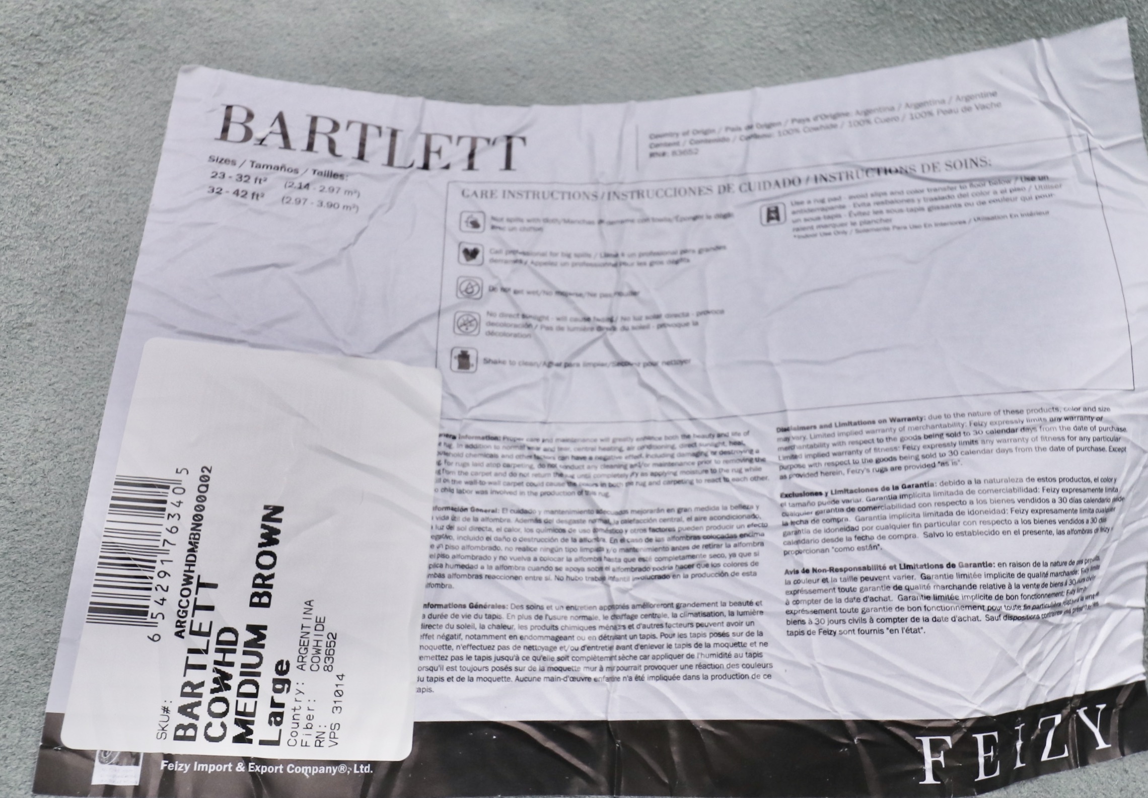 6'9 x 7'1 Feizy Bartlett Brown Cowhide Rug