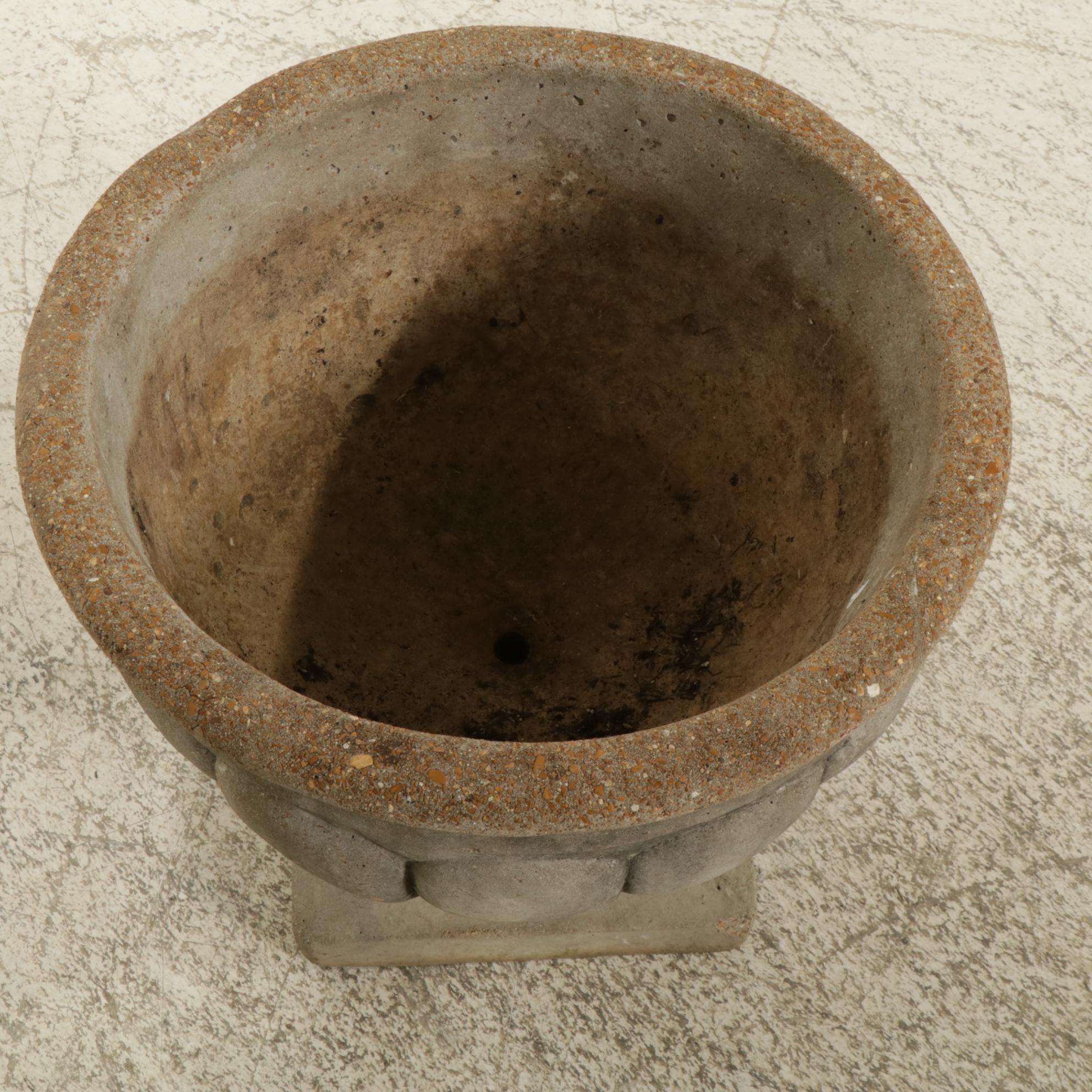 Pair of Concrete Urn-Shaped Garden Planters