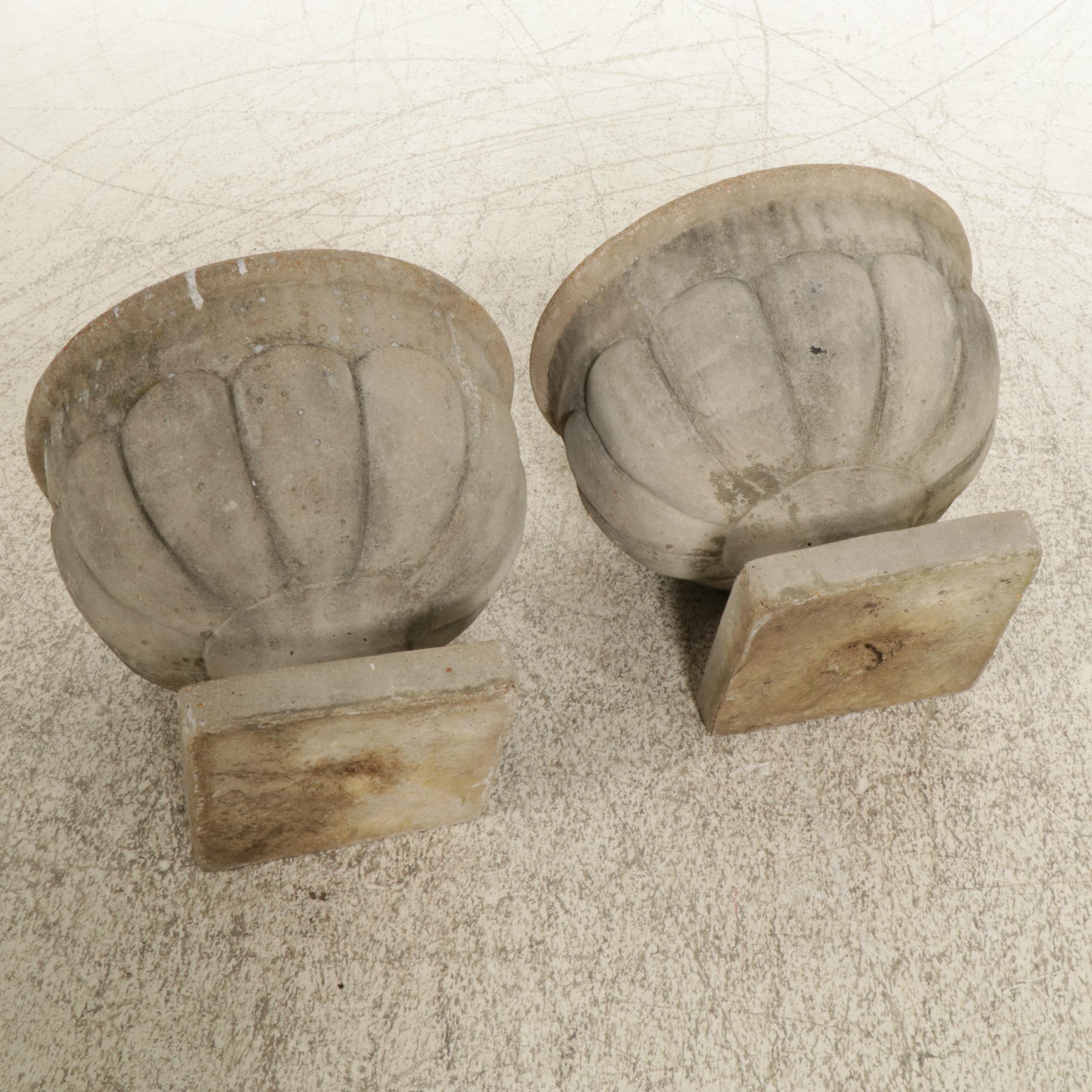 Pair of Concrete Urn-Shaped Garden Planters