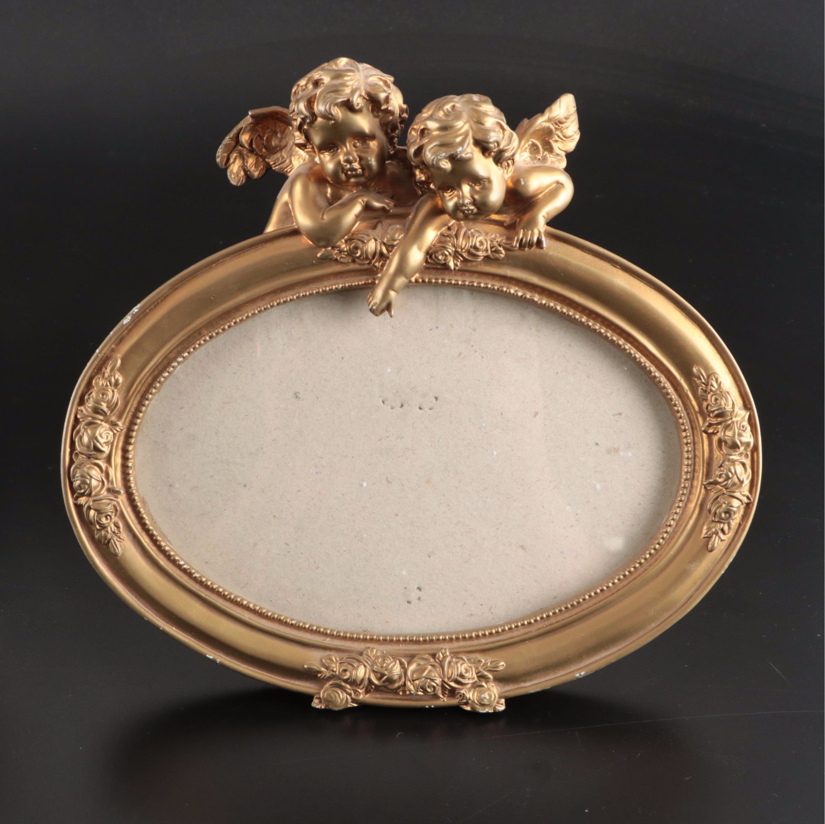 Spelter Eagle Figurine and Brass Letter Holder with Giltwood and Resin Frames
