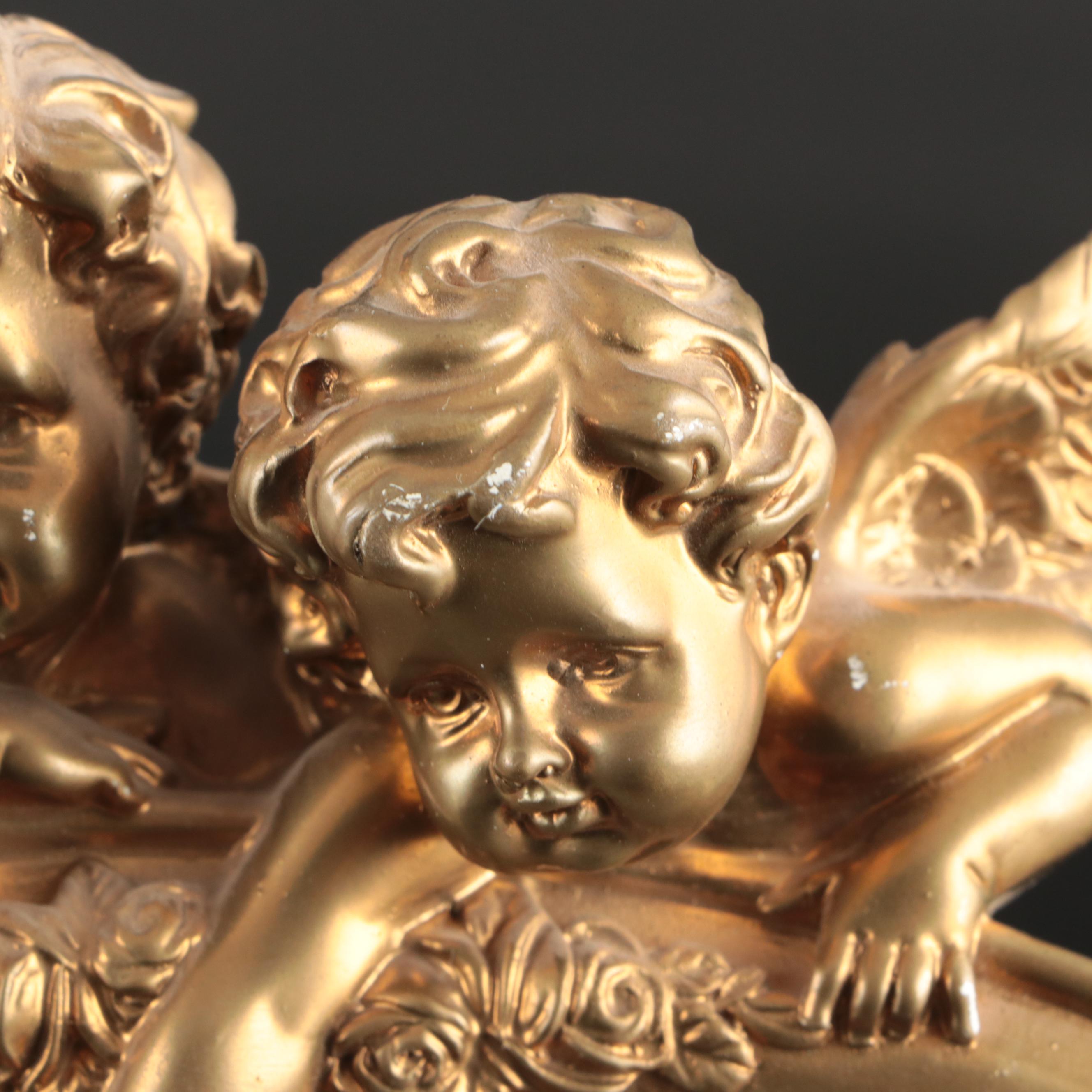 Spelter Eagle Figurine and Brass Letter Holder with Giltwood and Resin Frames