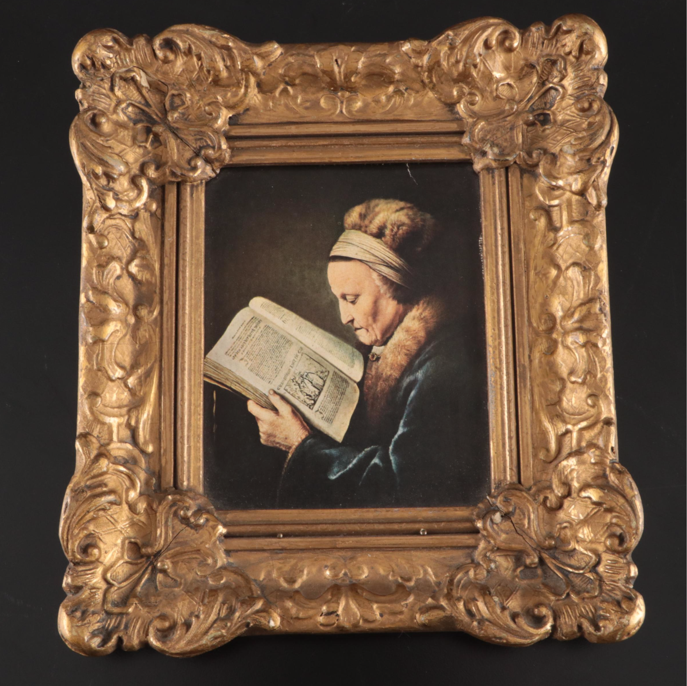 Spelter Eagle Figurine and Brass Letter Holder with Giltwood and Resin Frames