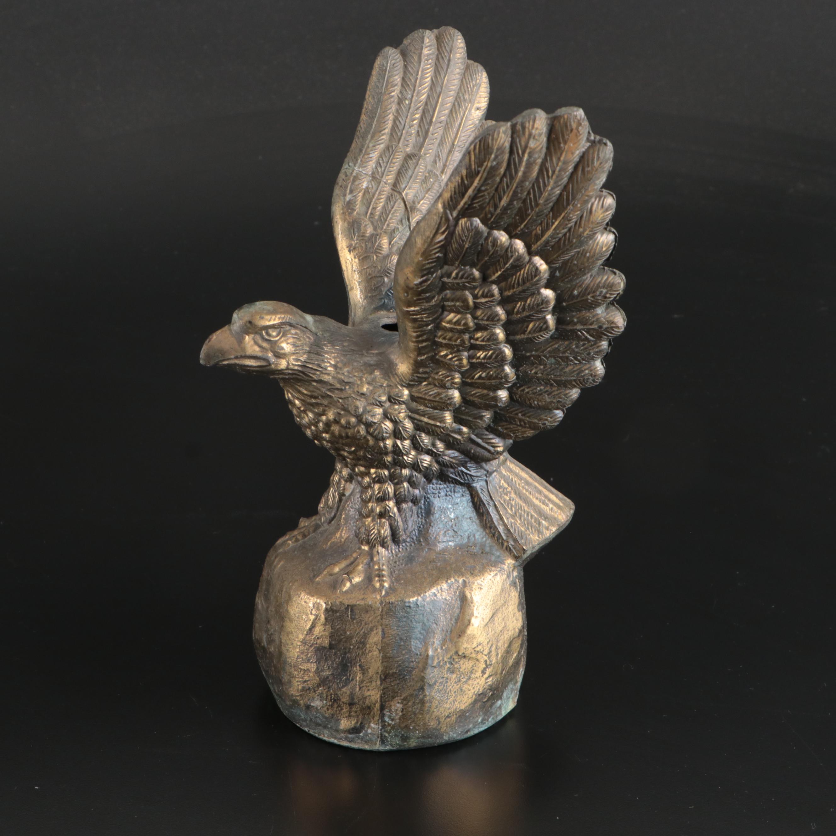 Spelter Eagle Figurine and Brass Letter Holder with Giltwood and Resin Frames