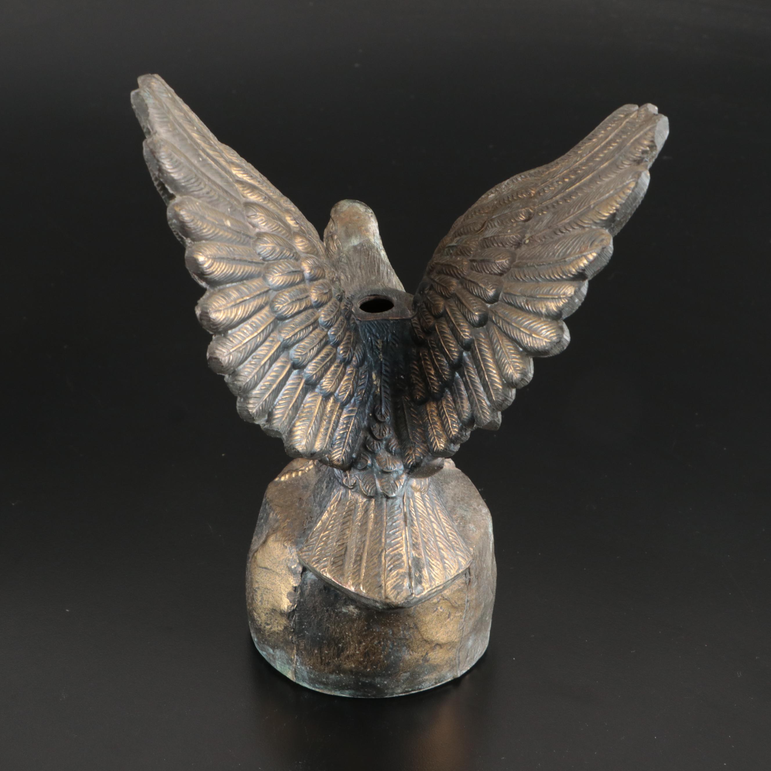 Spelter Eagle Figurine and Brass Letter Holder with Giltwood and Resin Frames