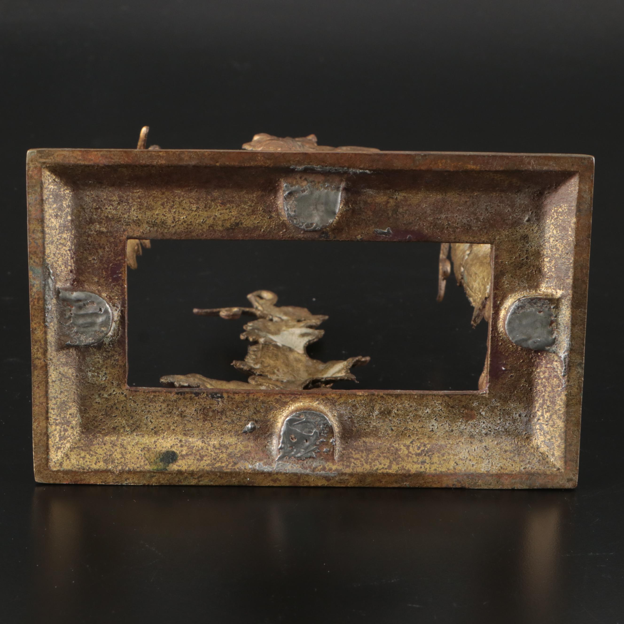 Spelter Eagle Figurine and Brass Letter Holder with Giltwood and Resin Frames