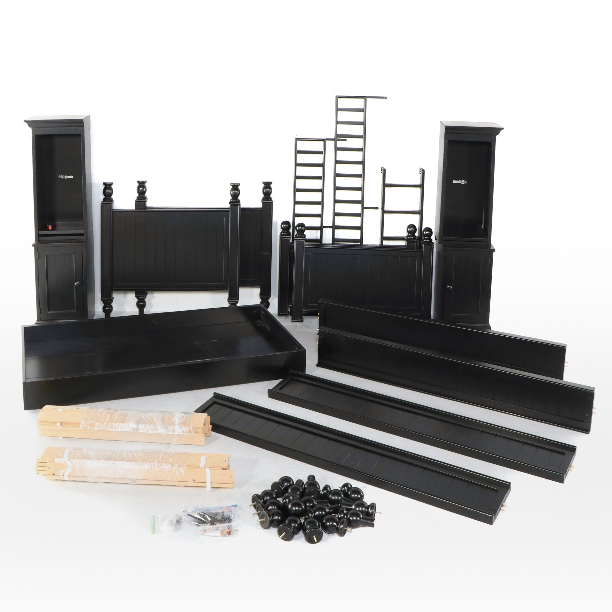 Pottery Barn Kids Contemporary Black Painted Wood Bunk Bed Set