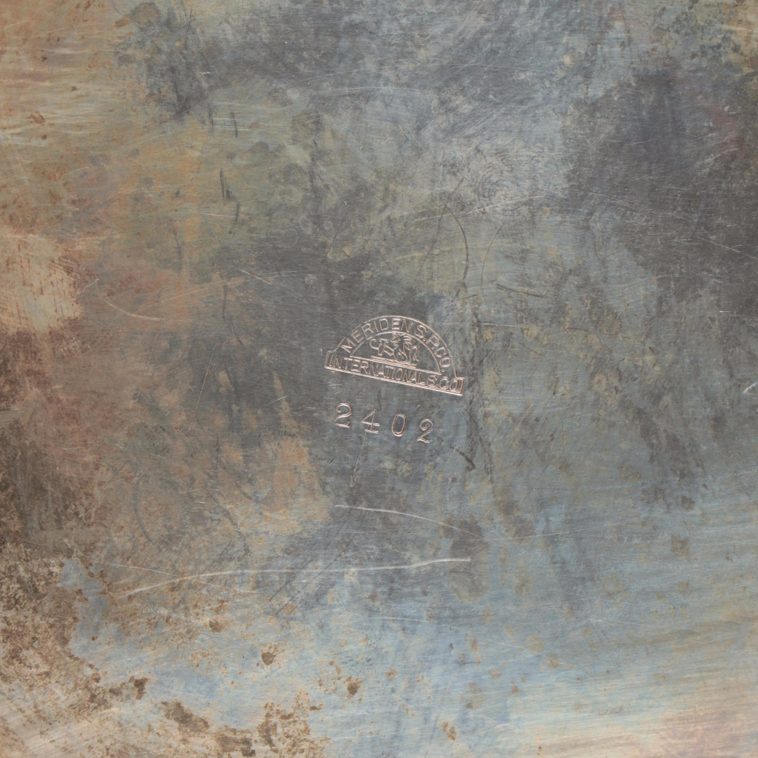 International Silver Hammered Silver Plate Teapot, Sugar Bowl, and Creamer