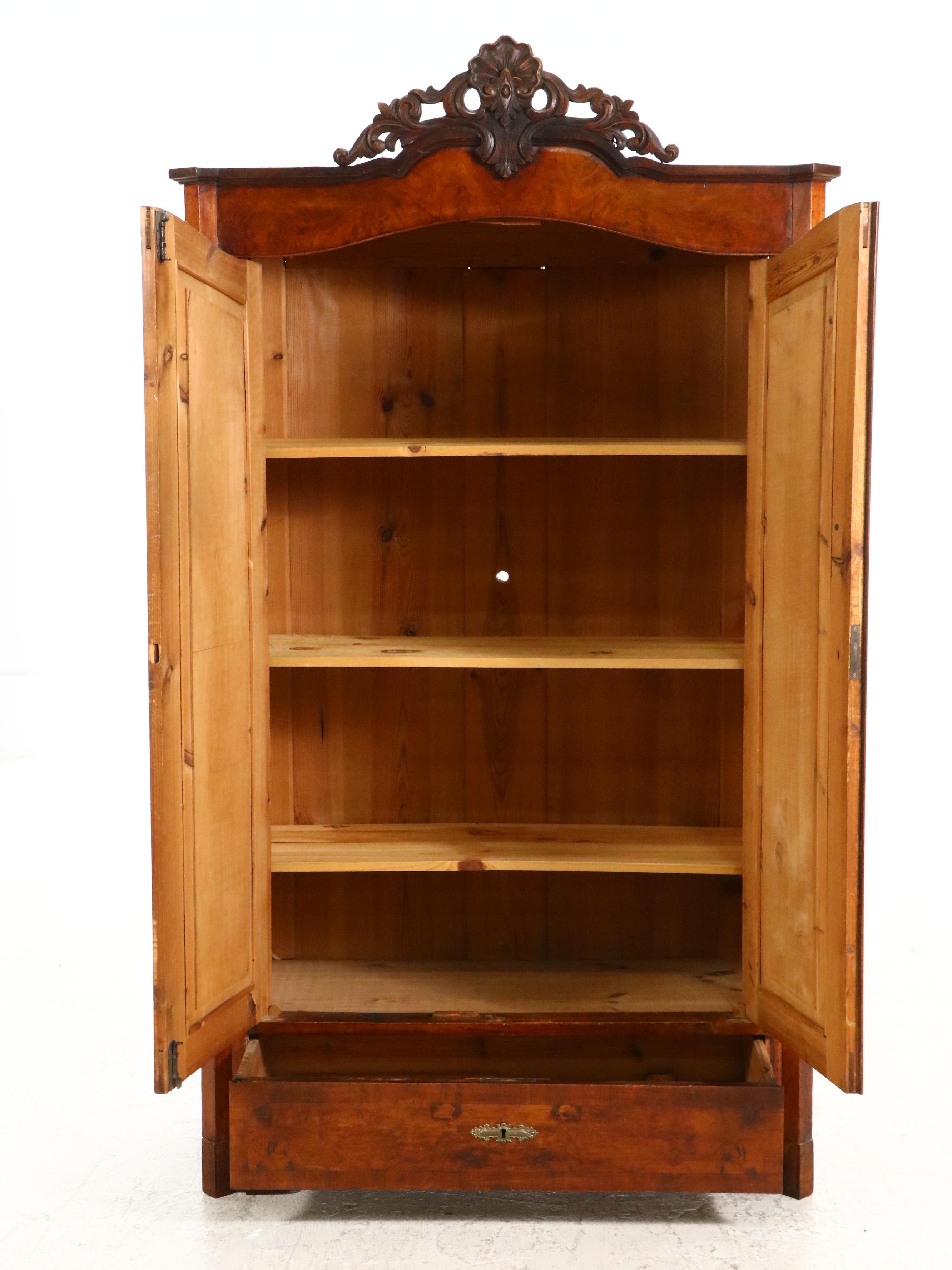 Late Victorian Burl Wood Armoire, Late 19th/ Early 20th Century