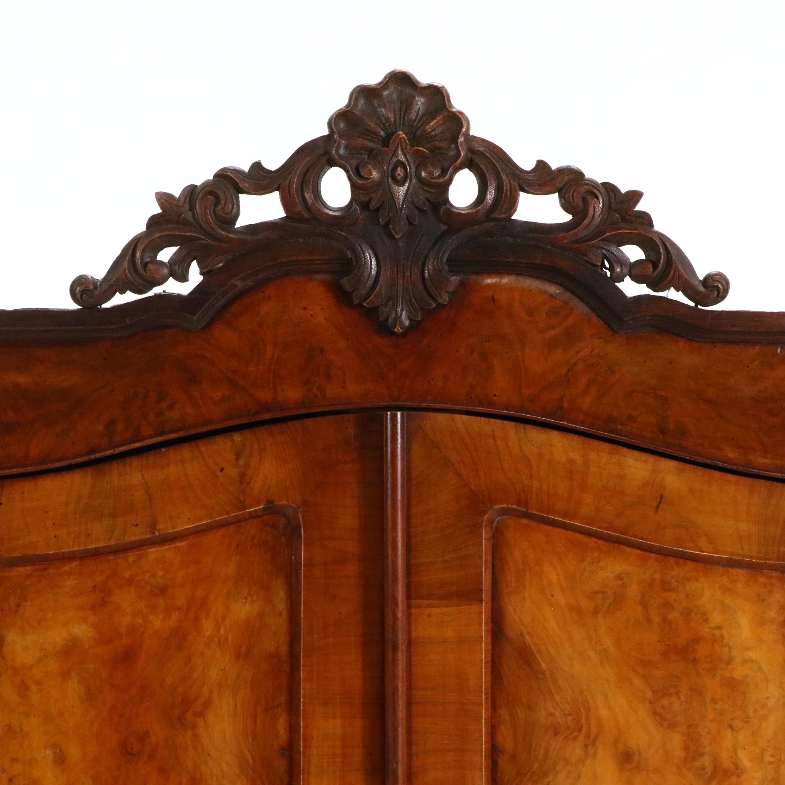 Late Victorian Burl Wood Armoire, Late 19th/ Early 20th Century
