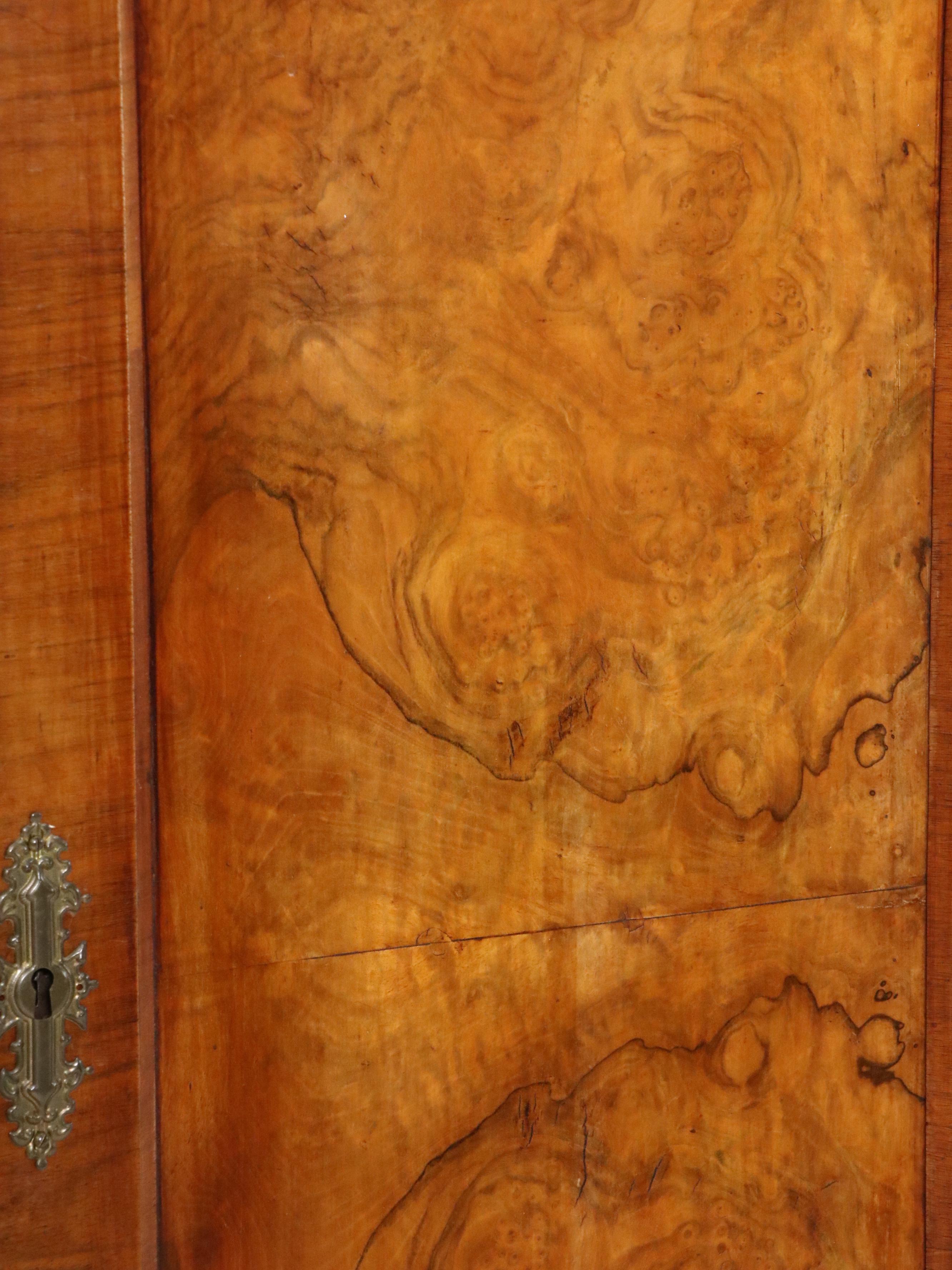 Late Victorian Burl Wood Armoire, Late 19th/ Early 20th Century