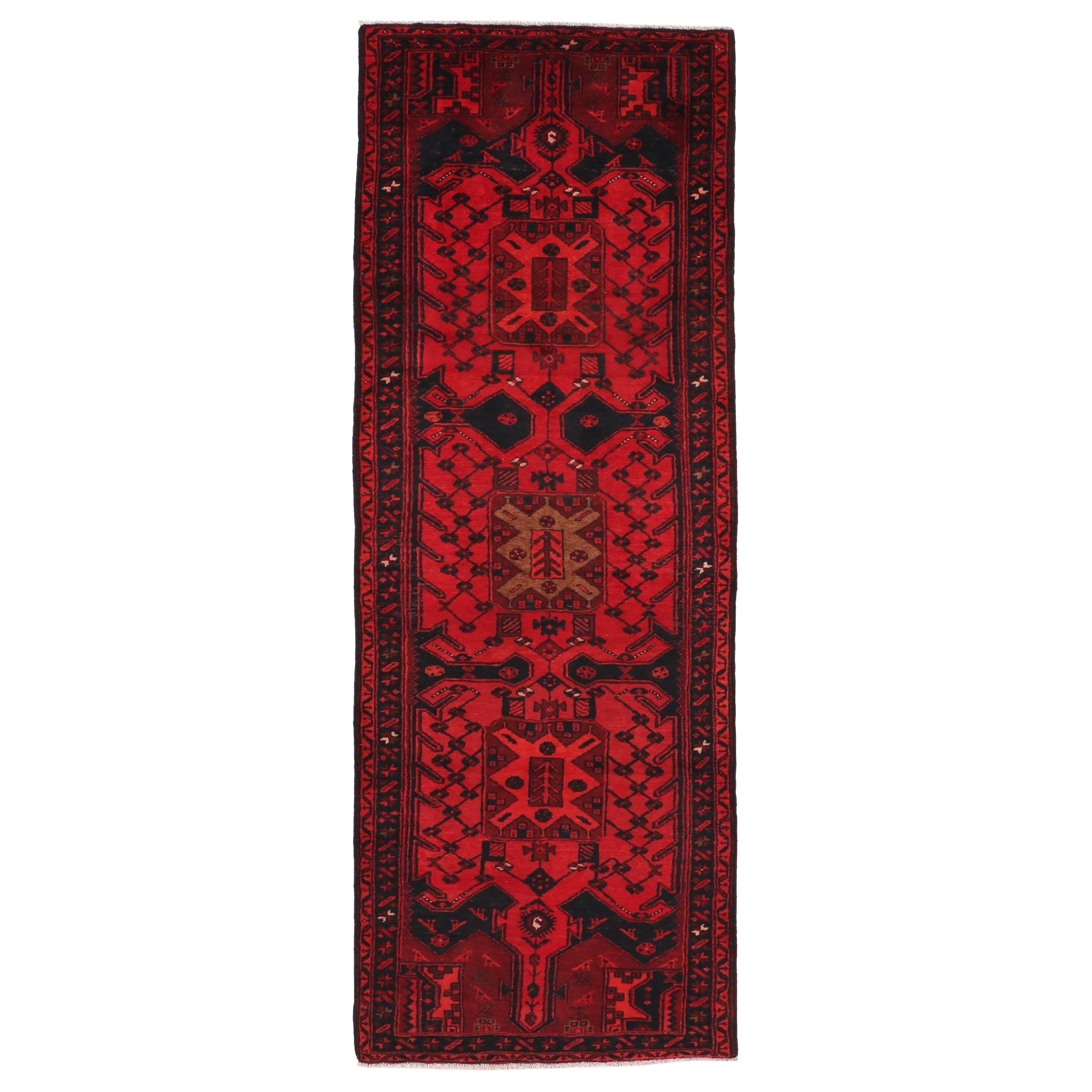 3'7 x 9'11 Hand-Knotted Persian Baluch Carpet Runner Long Rug