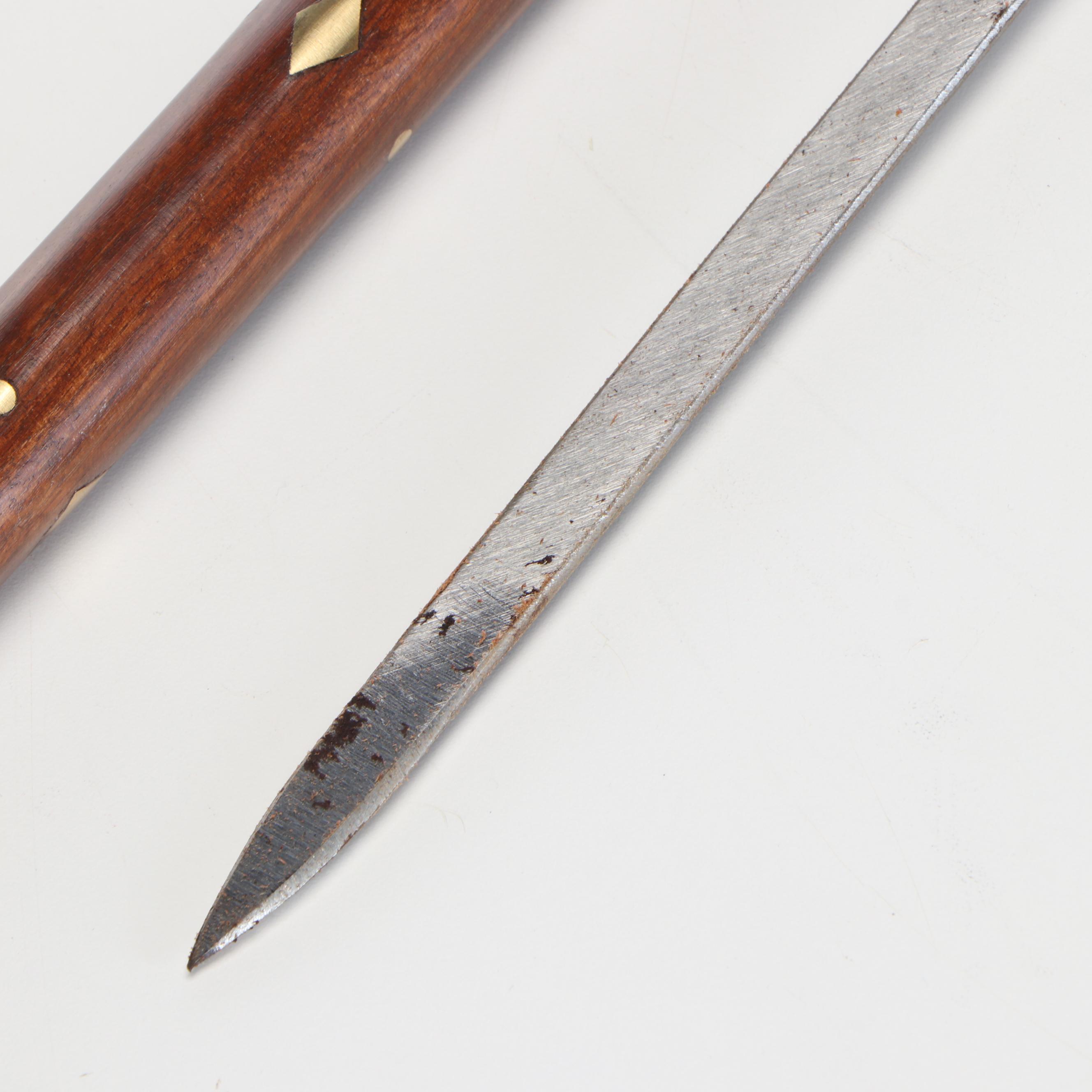 Wood with Brass Inlay Derby Handle Sword Cane