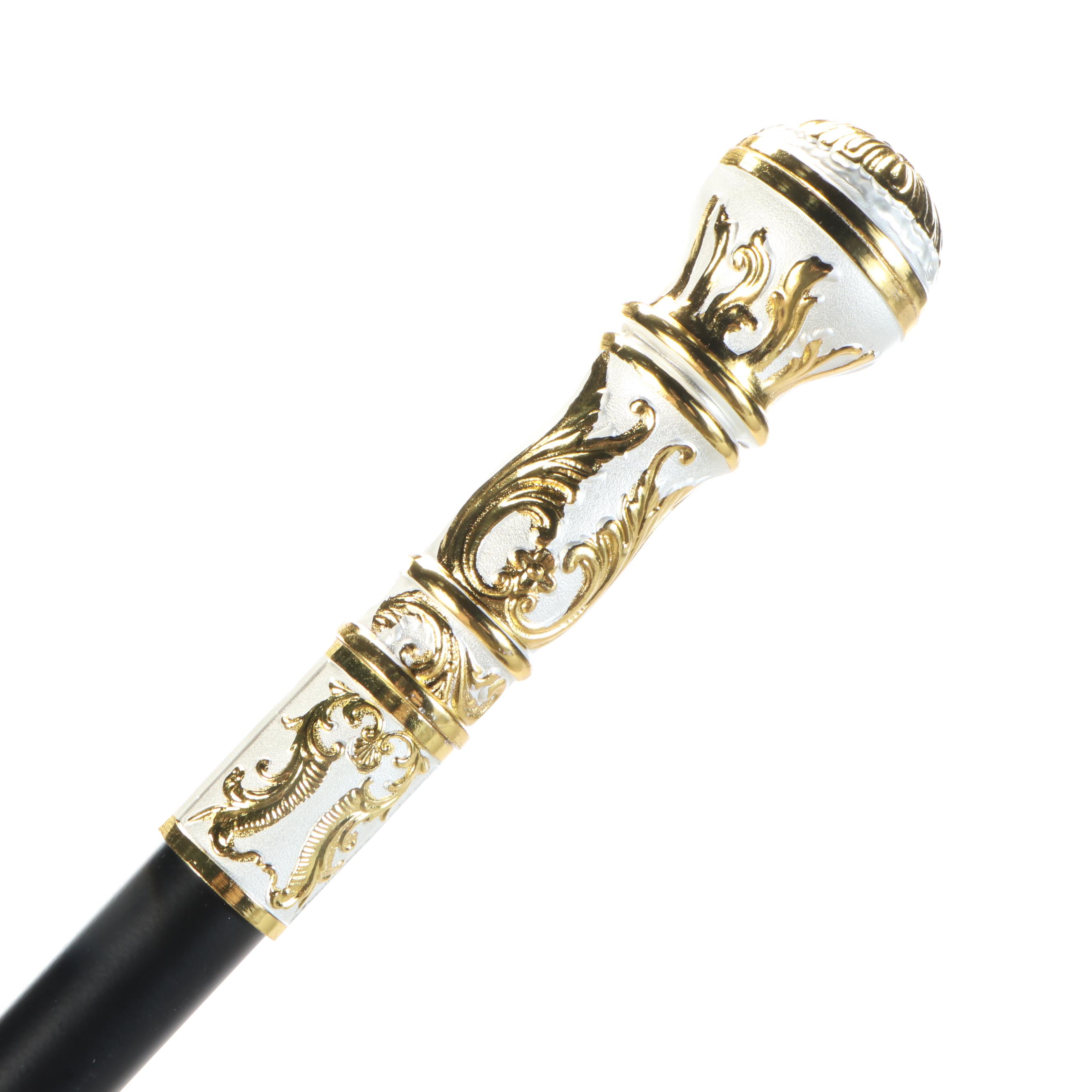 Two Tone Acanthus Leaf Knob Handle Sword Cane
