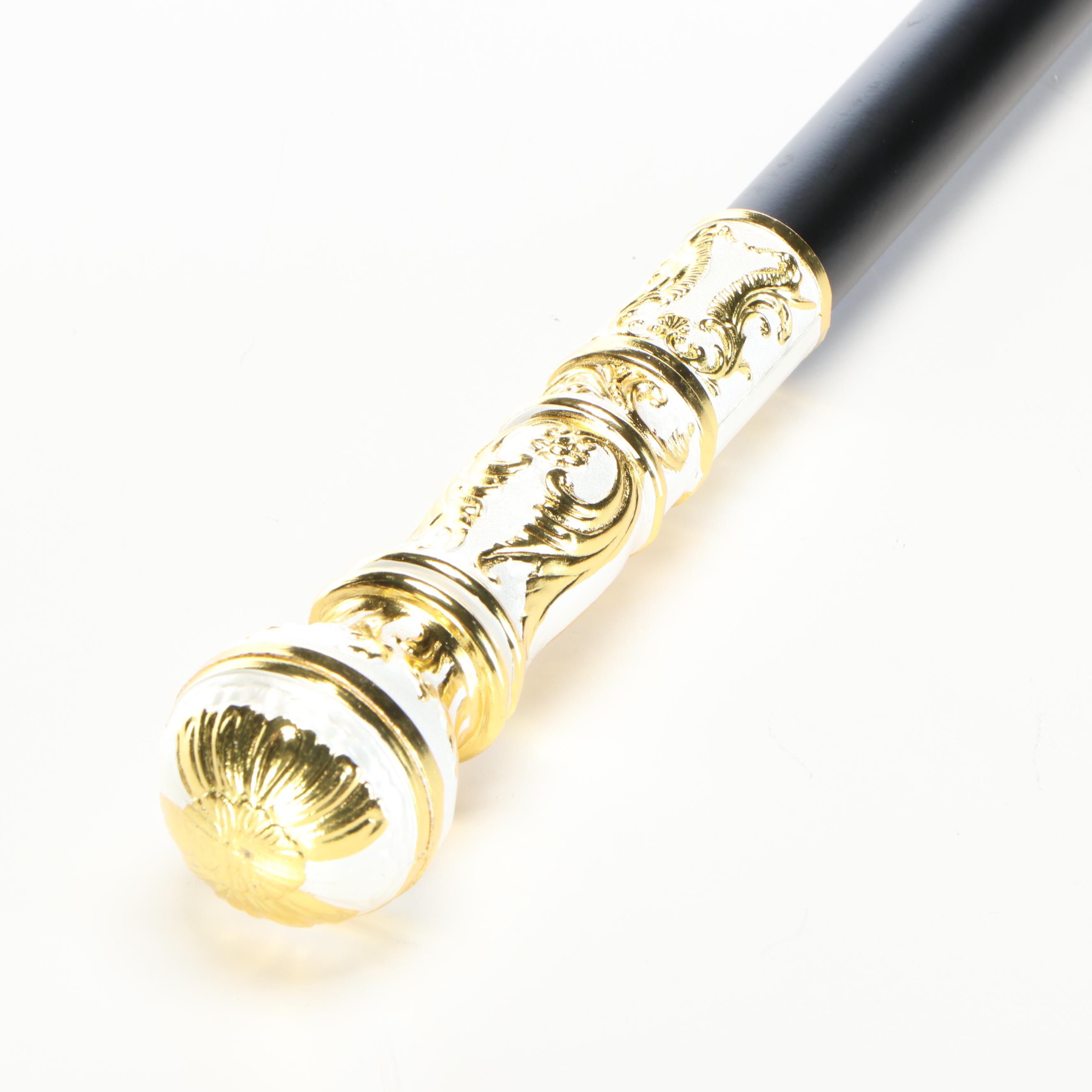 Two Tone Acanthus Leaf Knob Handle Sword Cane