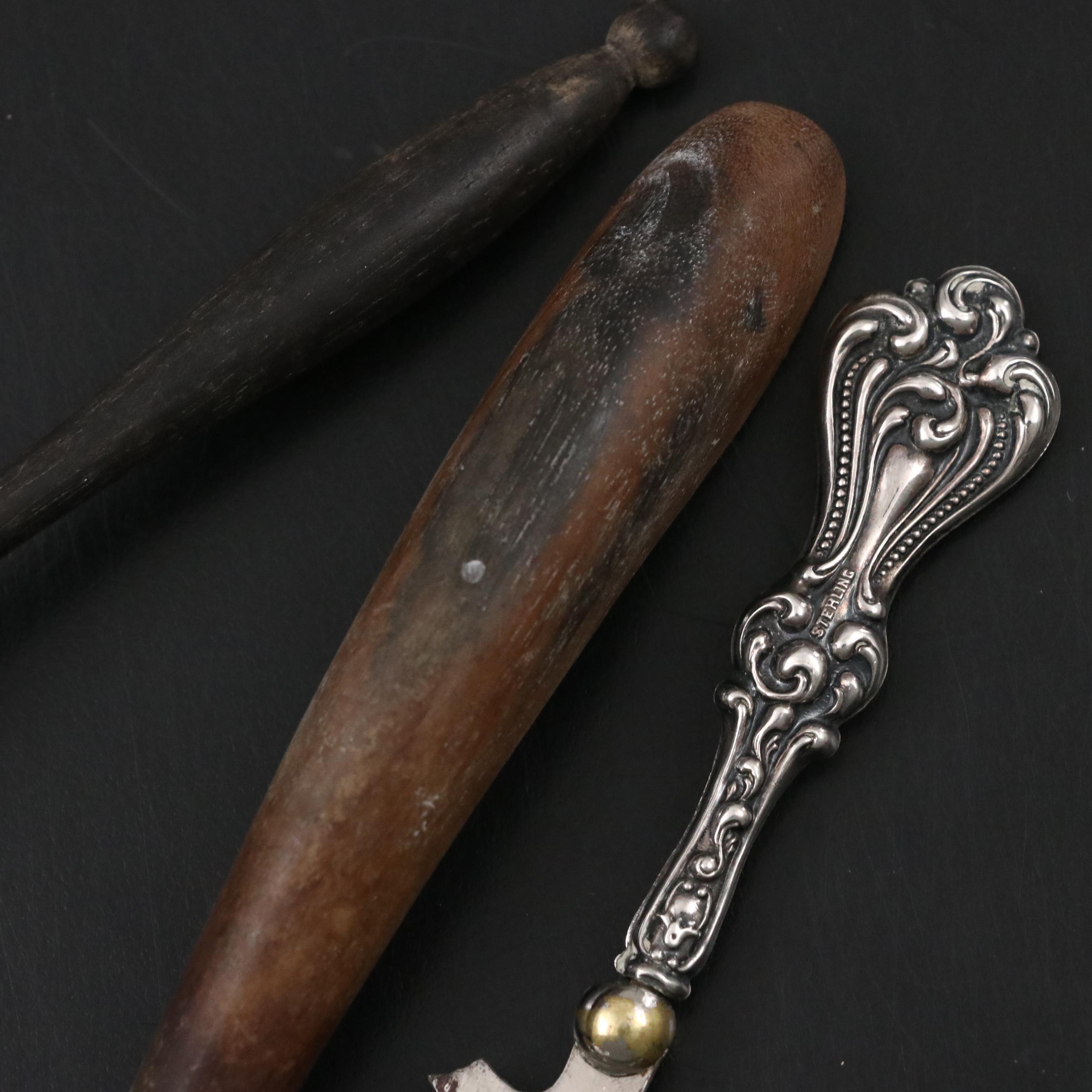 Sterling Silver Tea Strainer, Ladle and Letter Opener