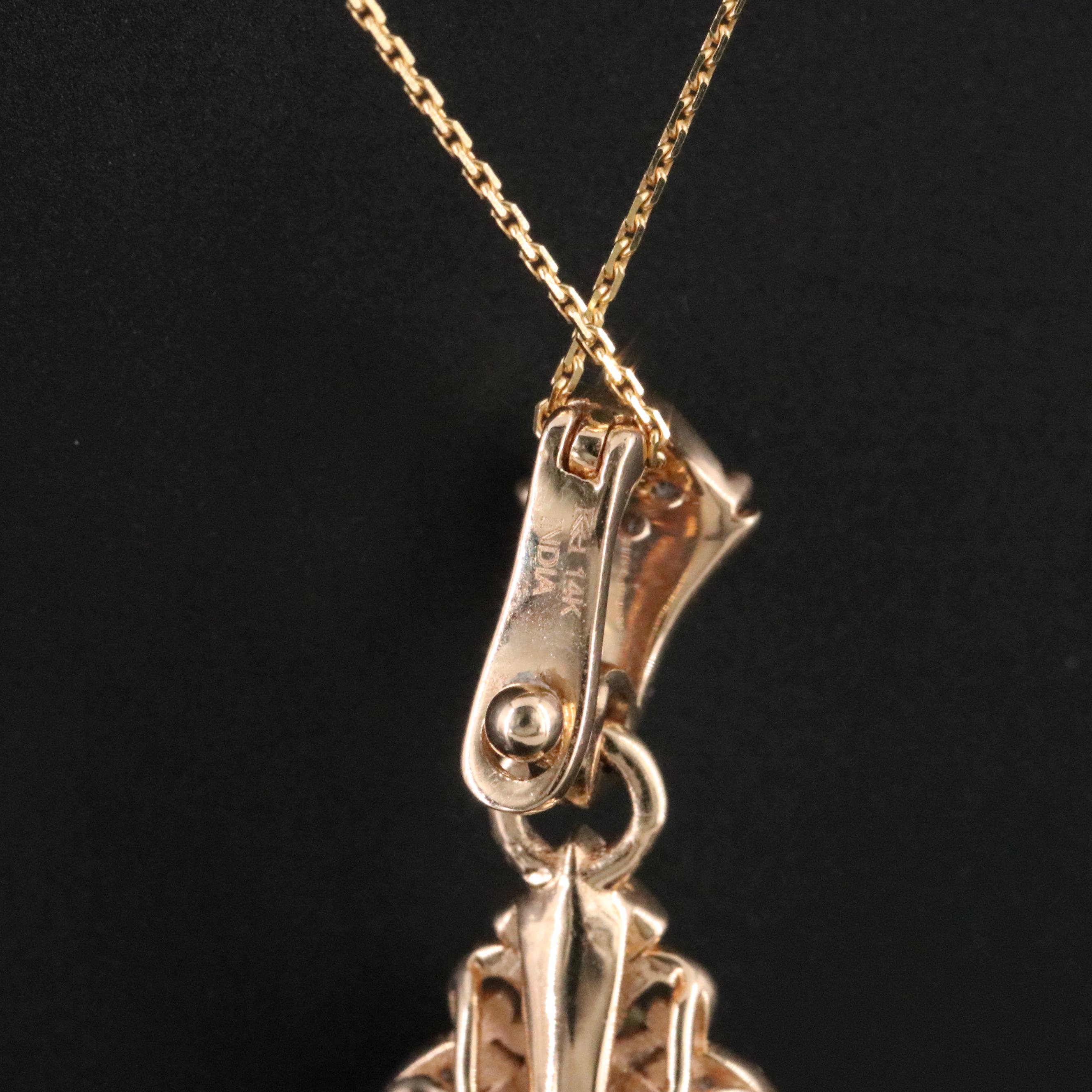 14K 26.67 CT Opal and 0.36 CTW Diamond Enhancer Pendant Necklace