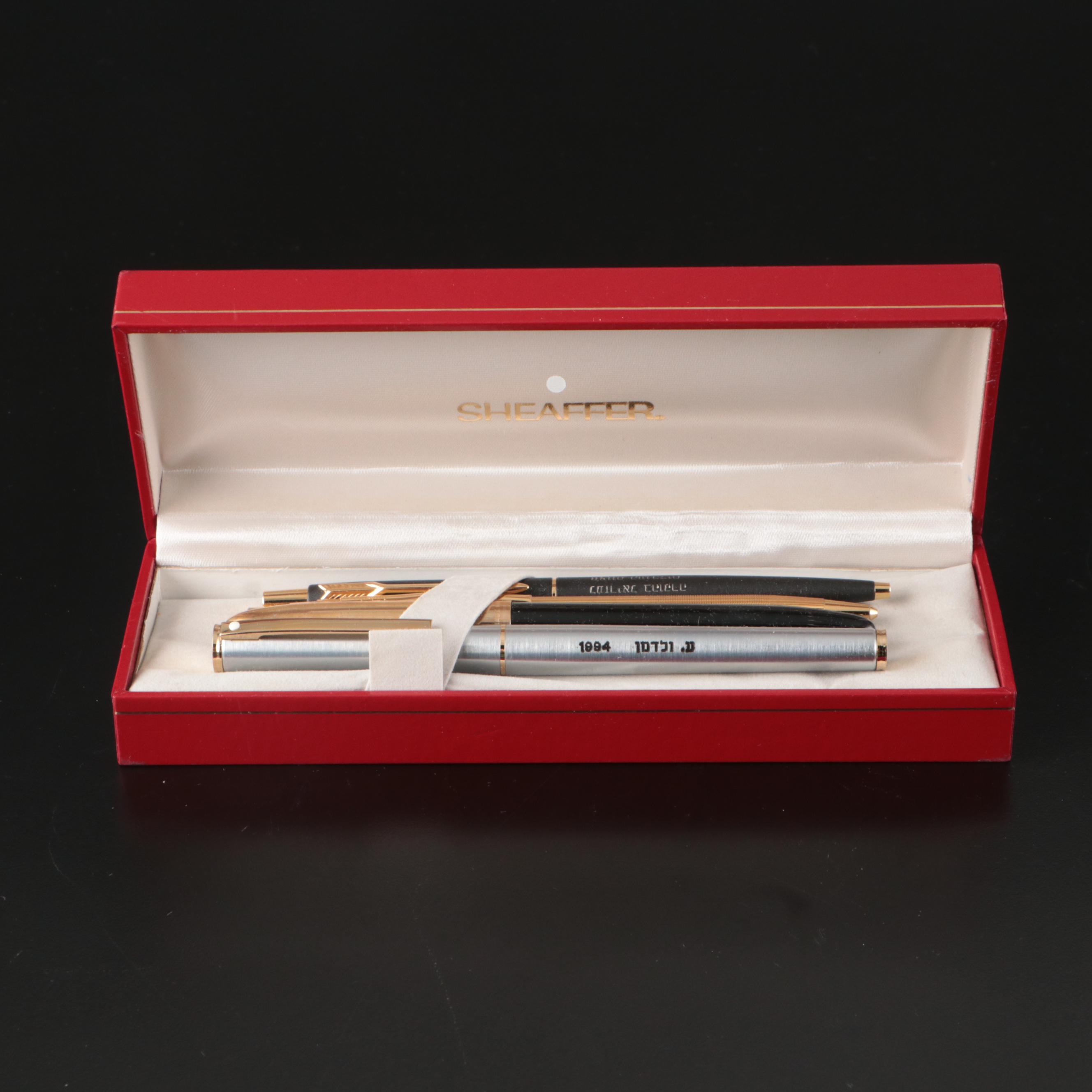 Sheaffer and Parker Ballpoint and Fountain Pens with Pen Case