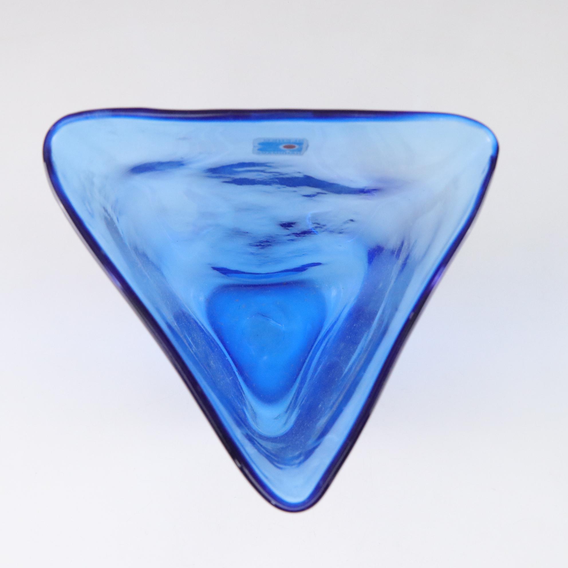 Blenko Sea-Breeze Blue Hand-Blown Glass Pitcher and Vase