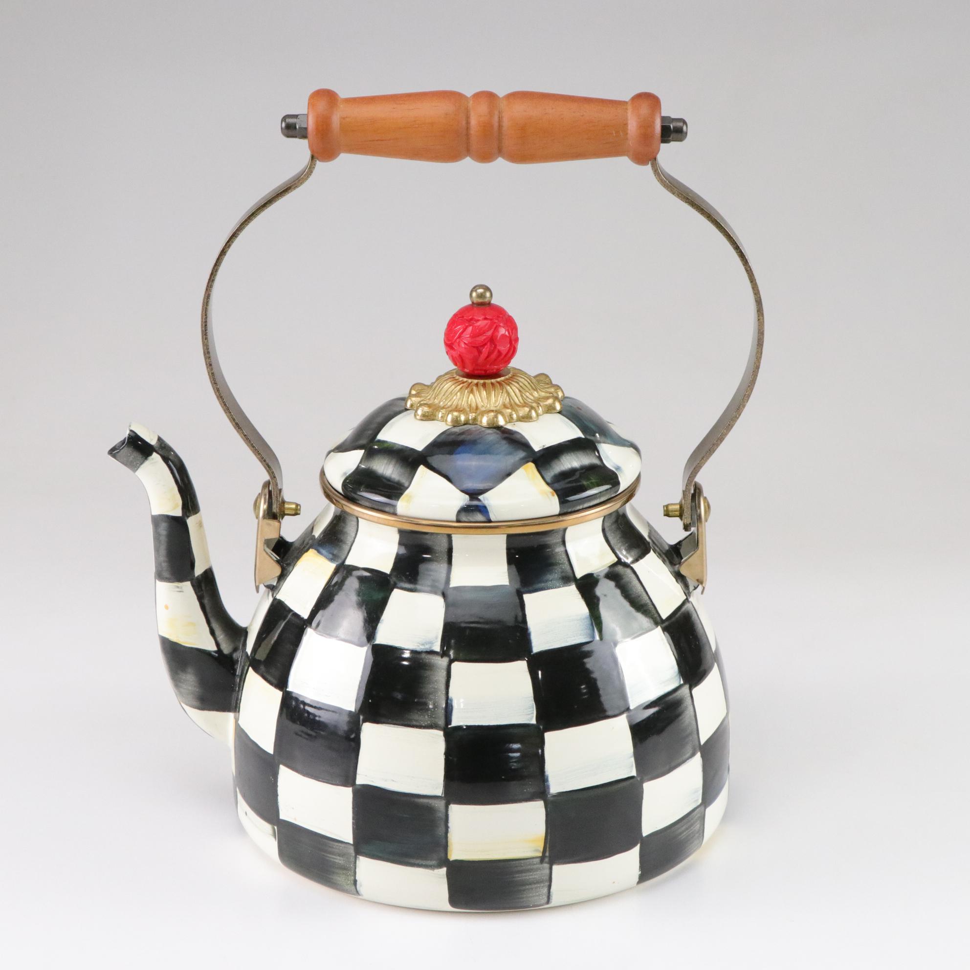 MacKenzie-Childs Courtly Check Enamel Tea Kettle