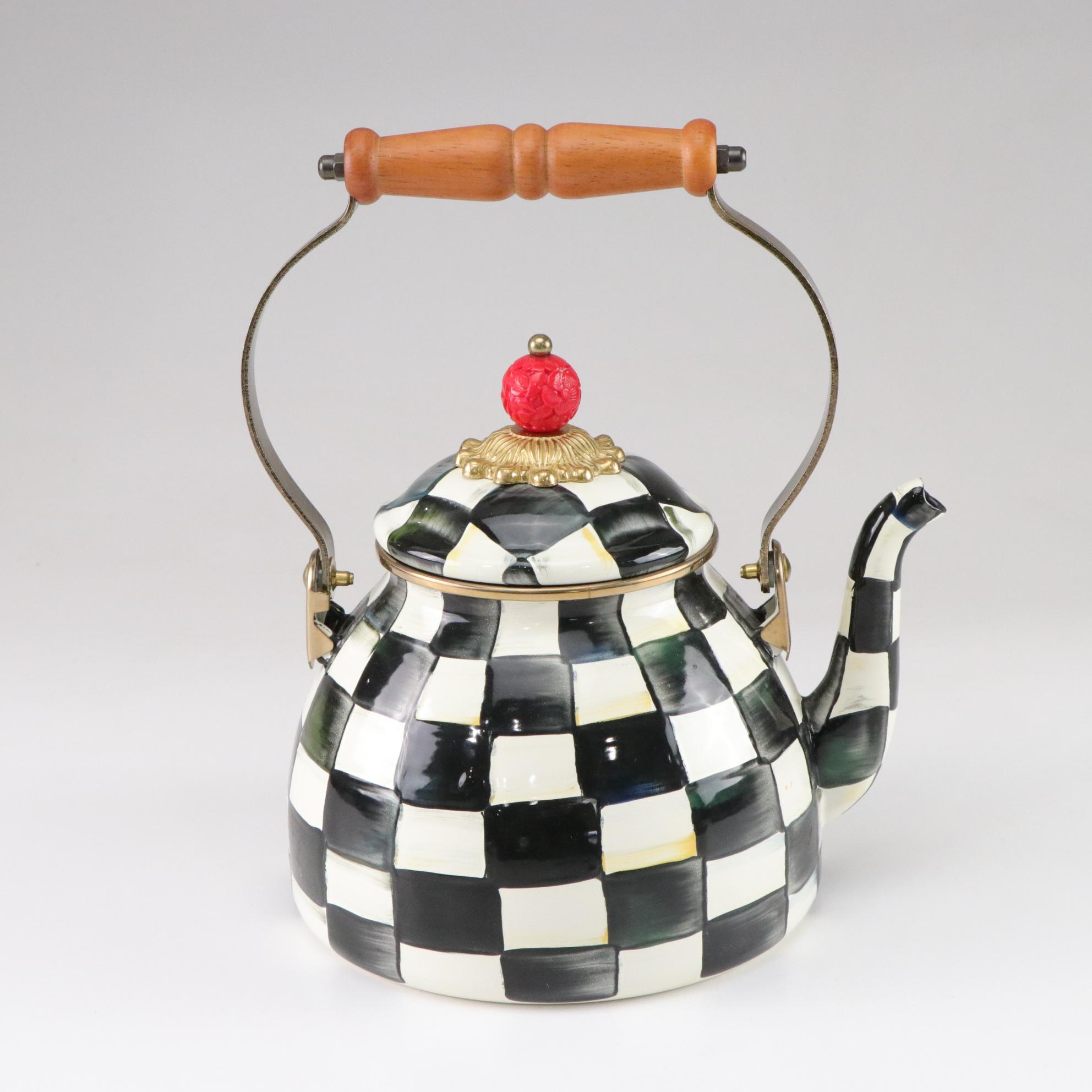 MacKenzie-Childs Courtly Check Enamel Tea Kettle