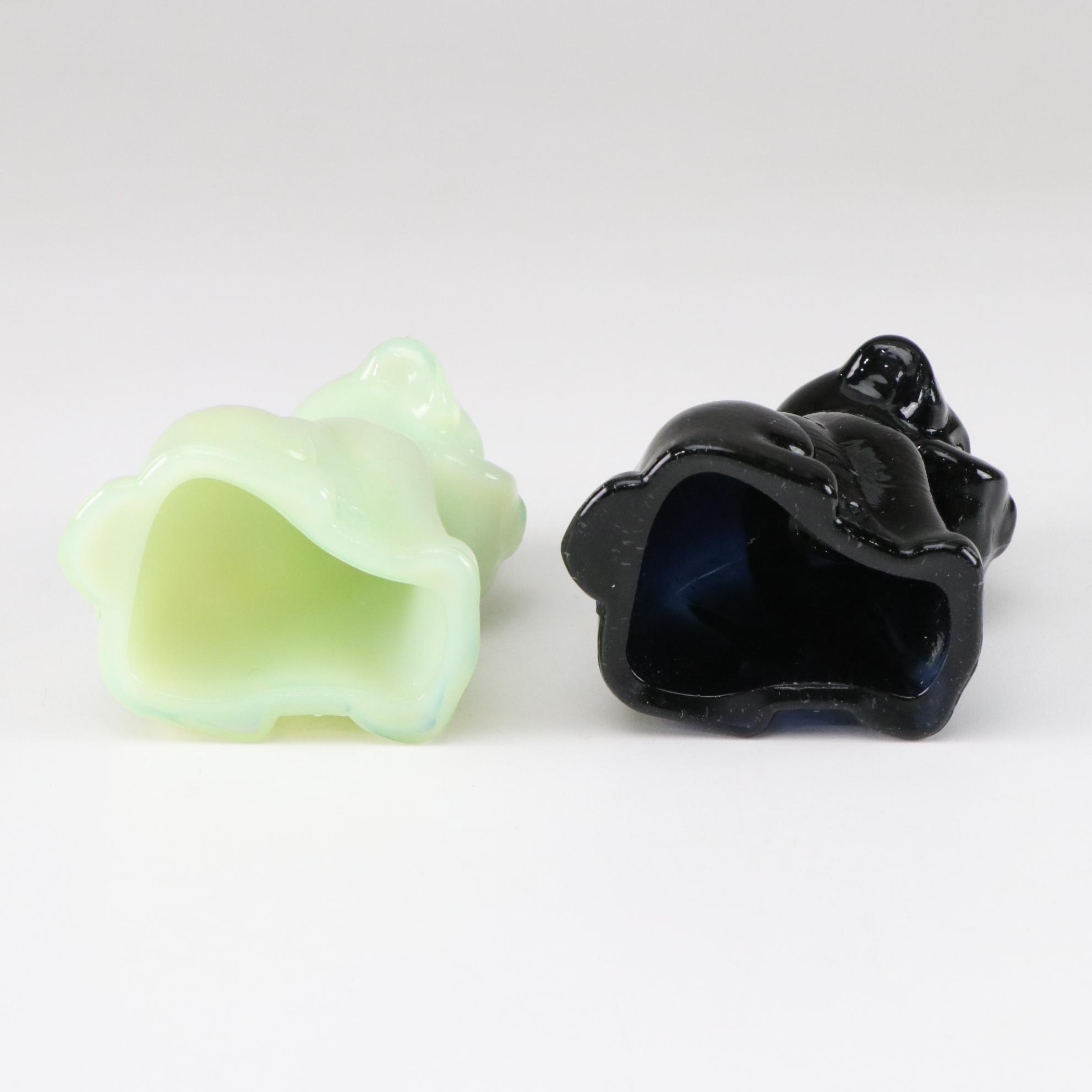 Uranium Glass in Set of "Pooch" Dog Figurines by Degenhart