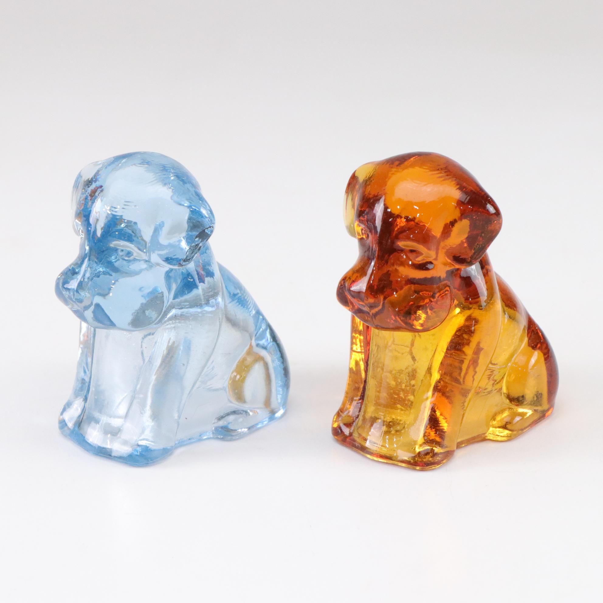 Uranium Glass in Set of "Pooch" Dog Figurines by Degenhart