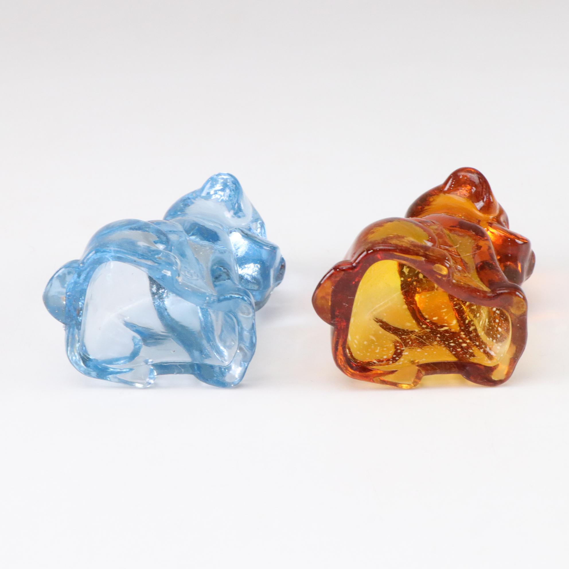 Uranium Glass in Set of "Pooch" Dog Figurines by Degenhart