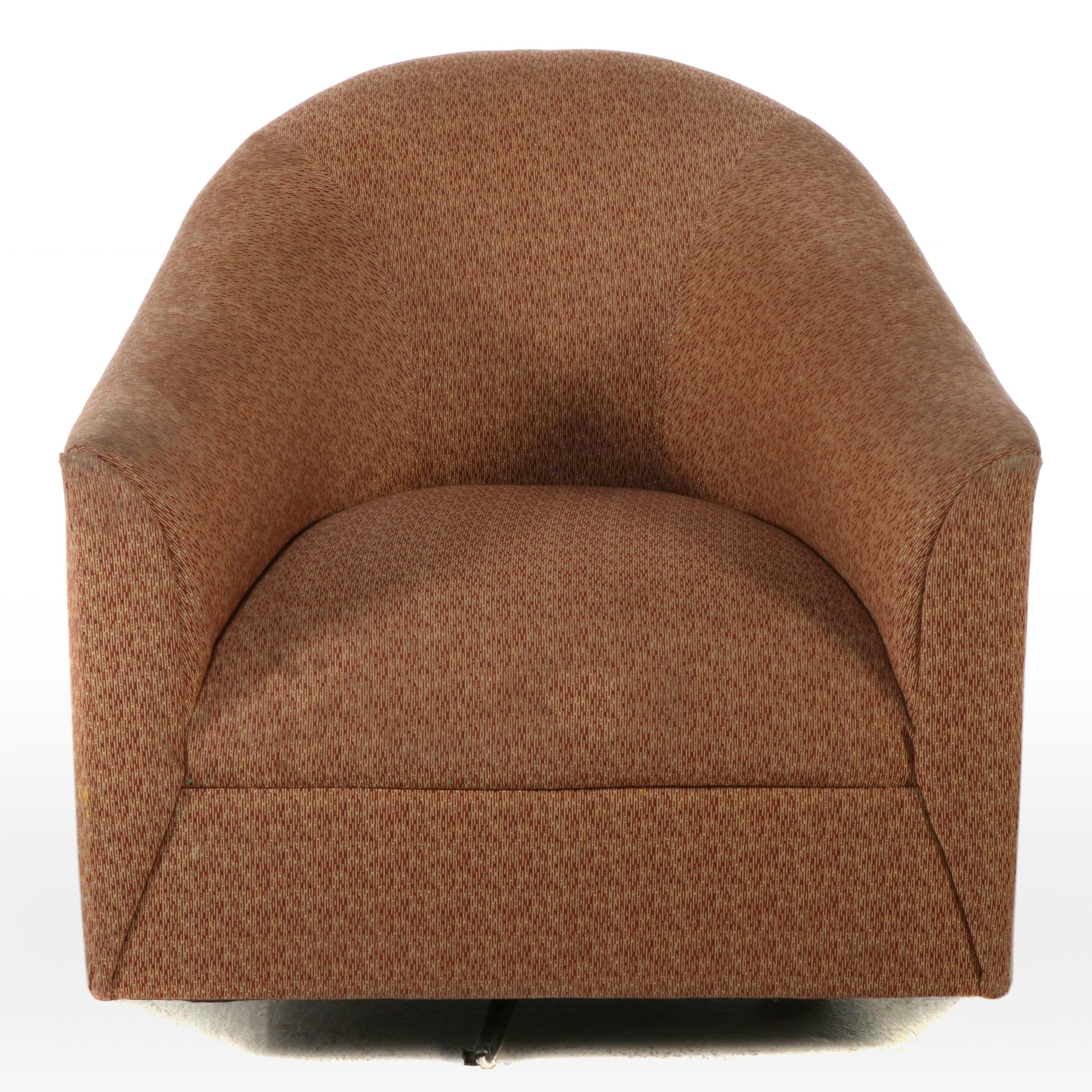 Modernist Style Custom-Upholstered Swivel Tub Chair
